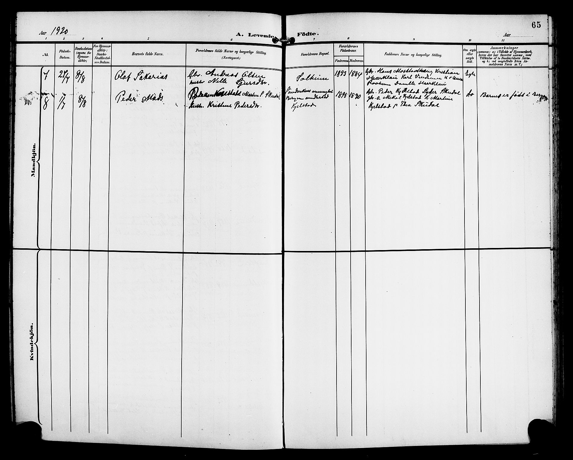 Gaular sokneprestembete, AV/SAB-A-80001/H/Hab: Parish register (copy) no. C 4, 1895-1920, p. 65