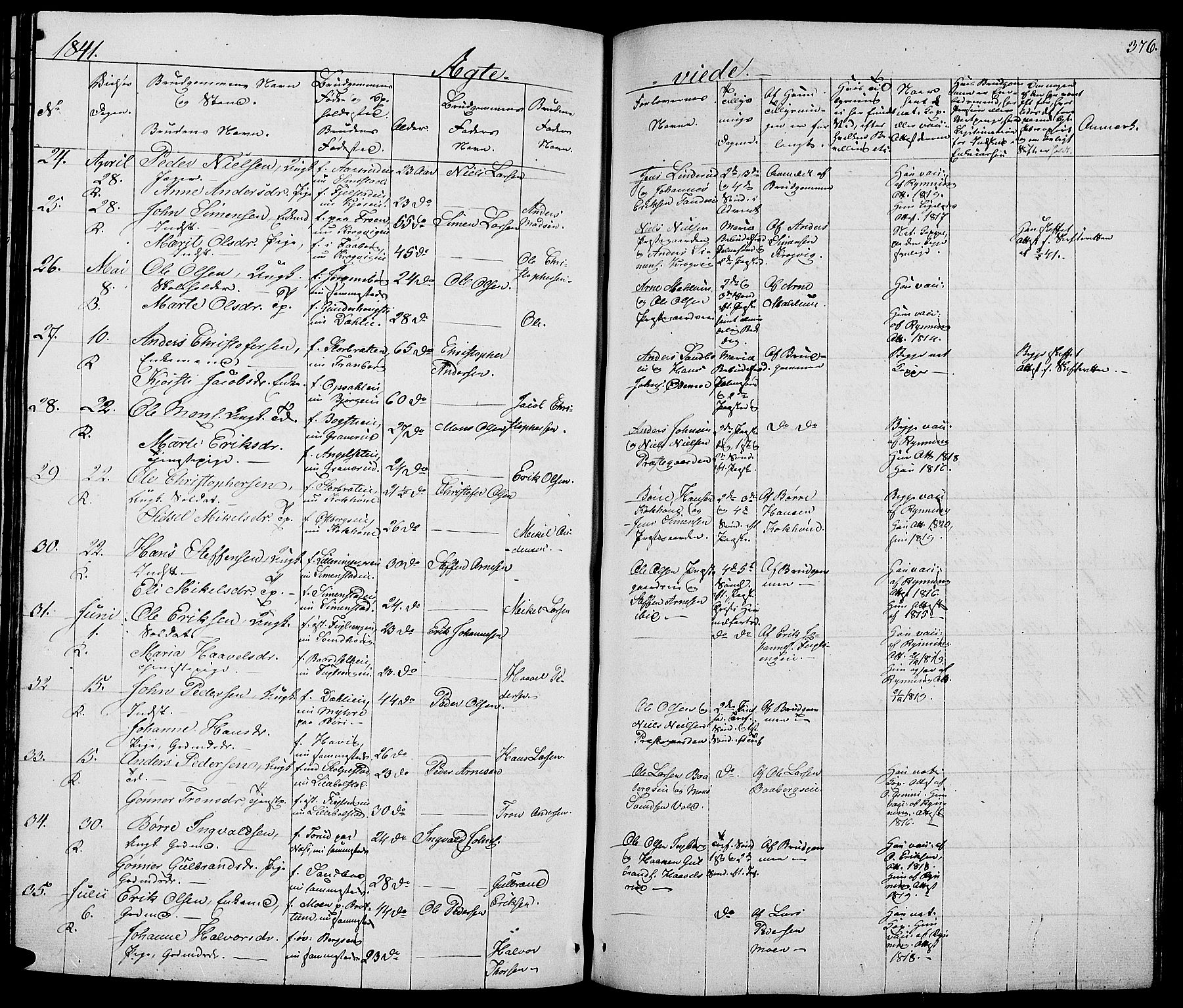 Ringsaker prestekontor, AV/SAH-PREST-014/L/La/L0005: Parish register (copy) no. 5, 1839-1850, p. 376