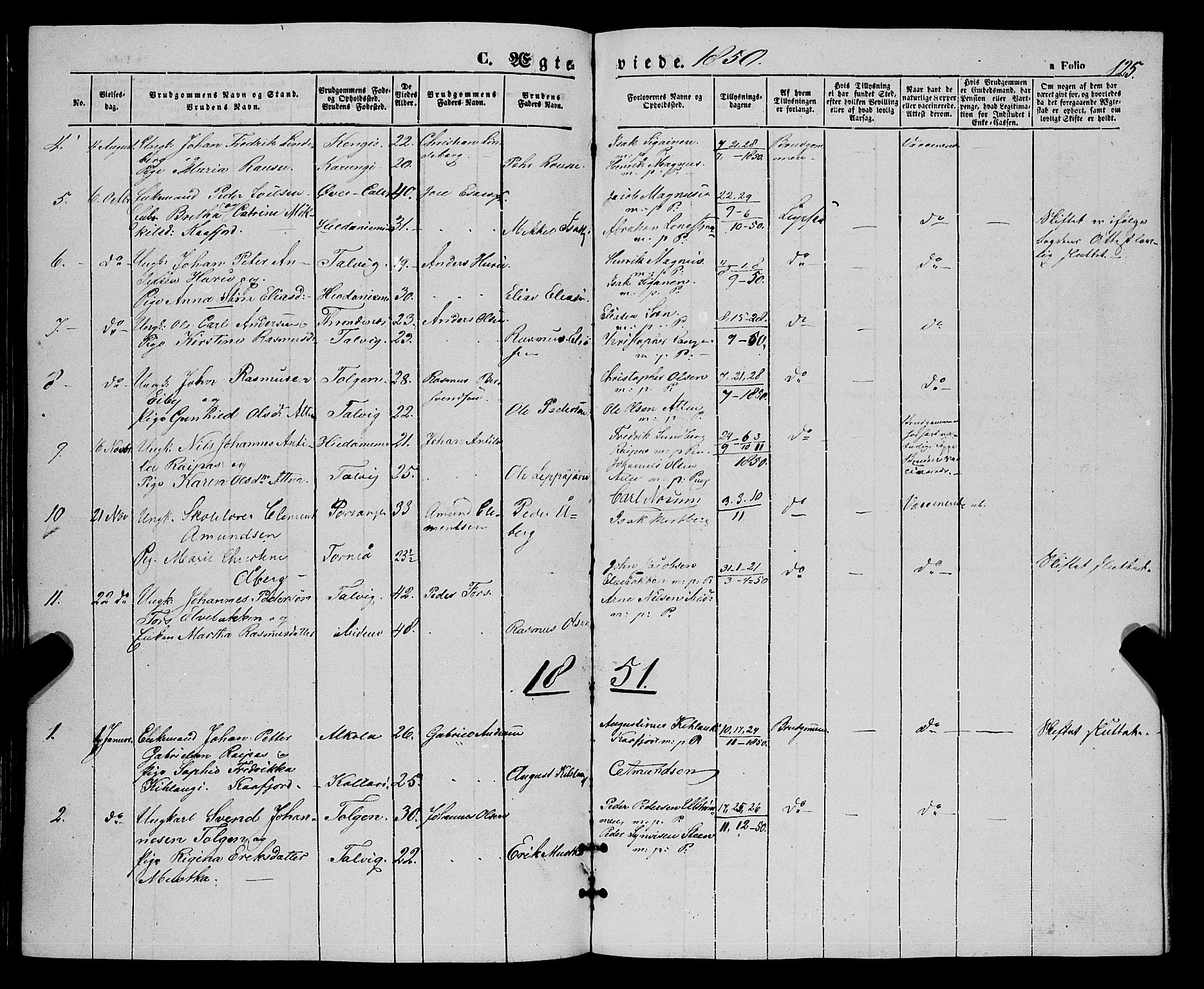 Talvik sokneprestkontor, SATØ/S-1337/H/Ha/L0016kirke: Parish register (official) no. 16, 1847-1857, p. 125