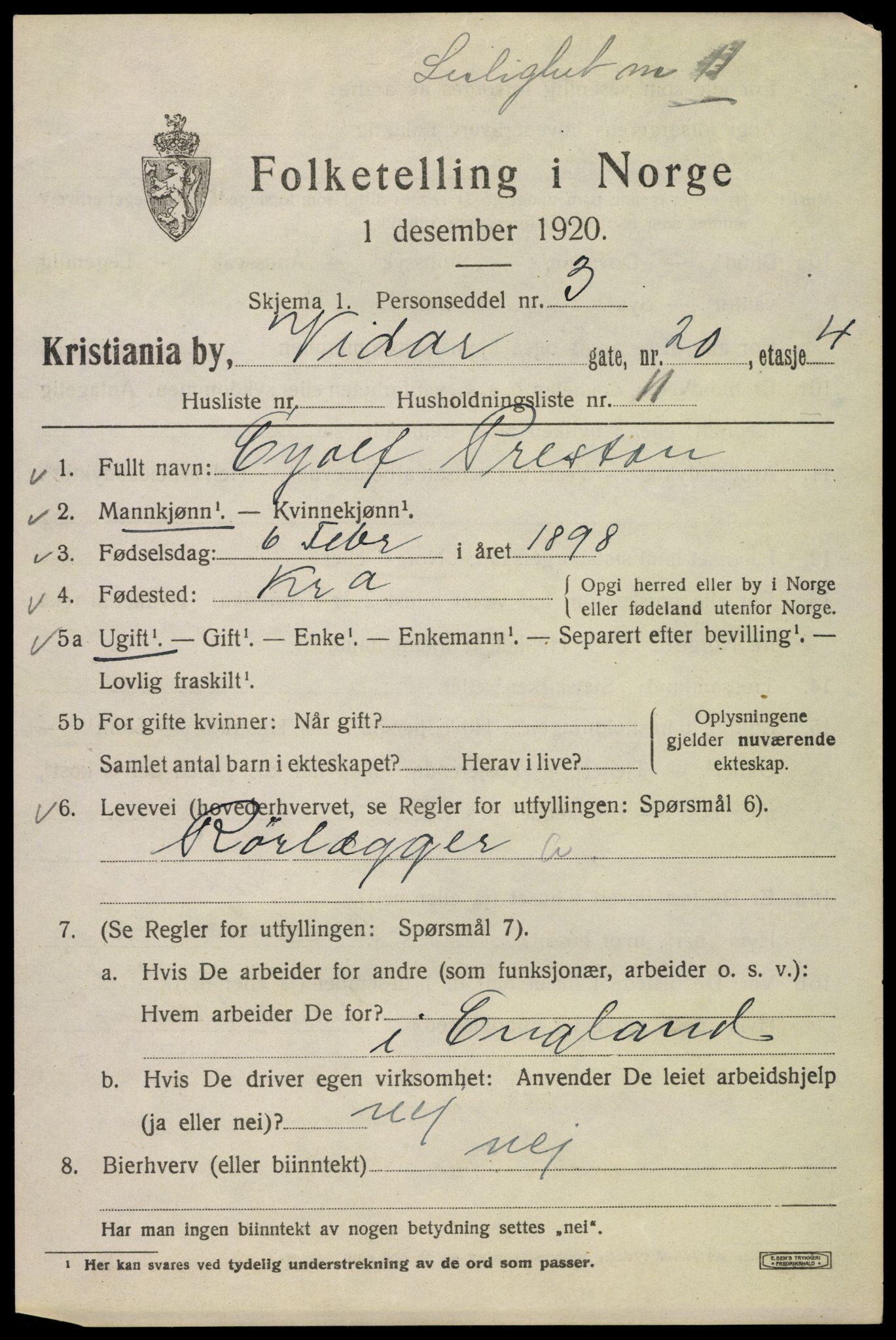 SAO, 1920 census for Kristiania, 1920, p. 636755