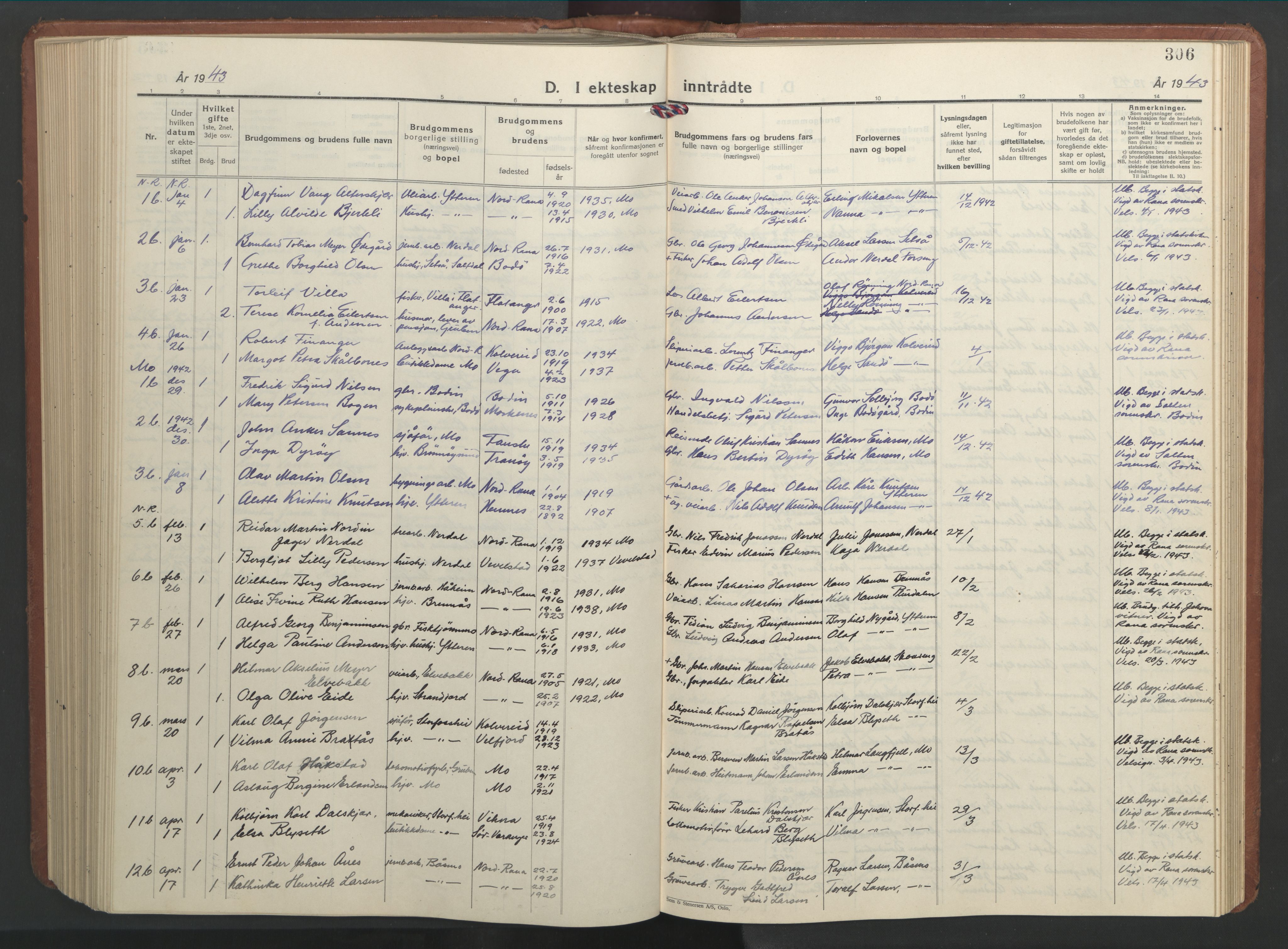 Ministerialprotokoller, klokkerbøker og fødselsregistre - Nordland, AV/SAT-A-1459/827/L0425: Parish register (copy) no. 827C14, 1931-1946, p. 306