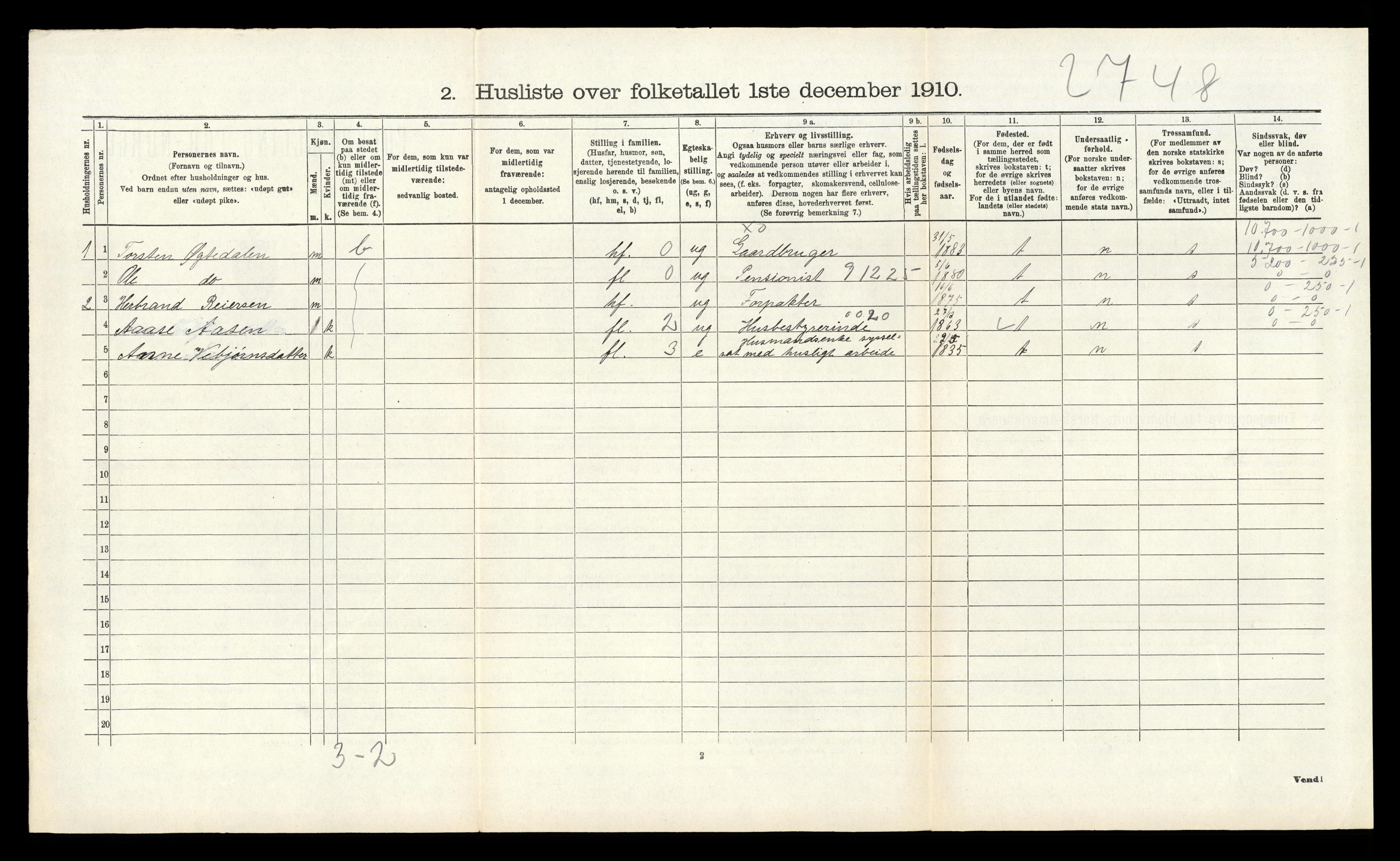 RA, 1910 census for Nore, 1910, p. 232