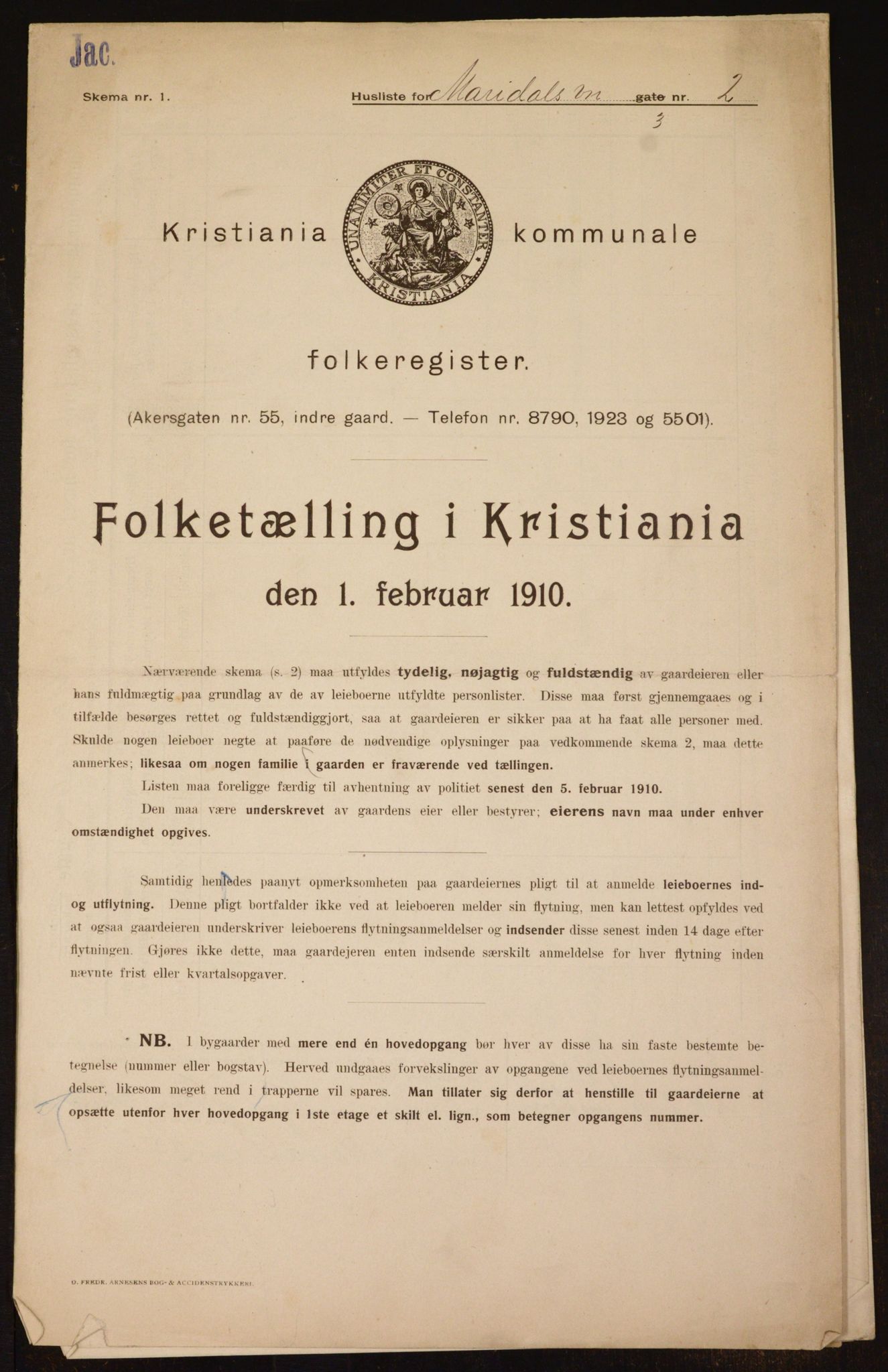 OBA, Municipal Census 1910 for Kristiania, 1910, p. 58568