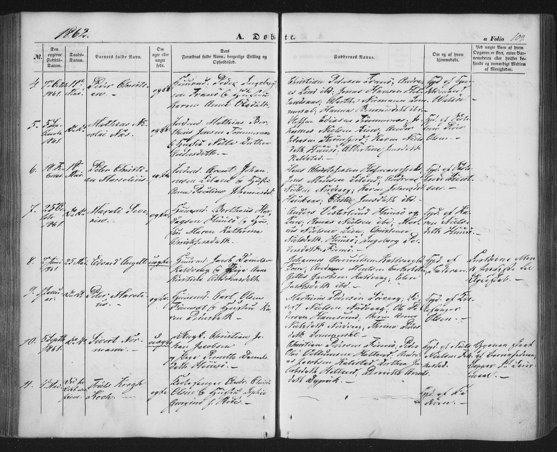 Ministerialprotokoller, klokkerbøker og fødselsregistre - Nordland, AV/SAT-A-1459/859/L0844: Parish register (official) no. 859A04, 1849-1862, p. 109