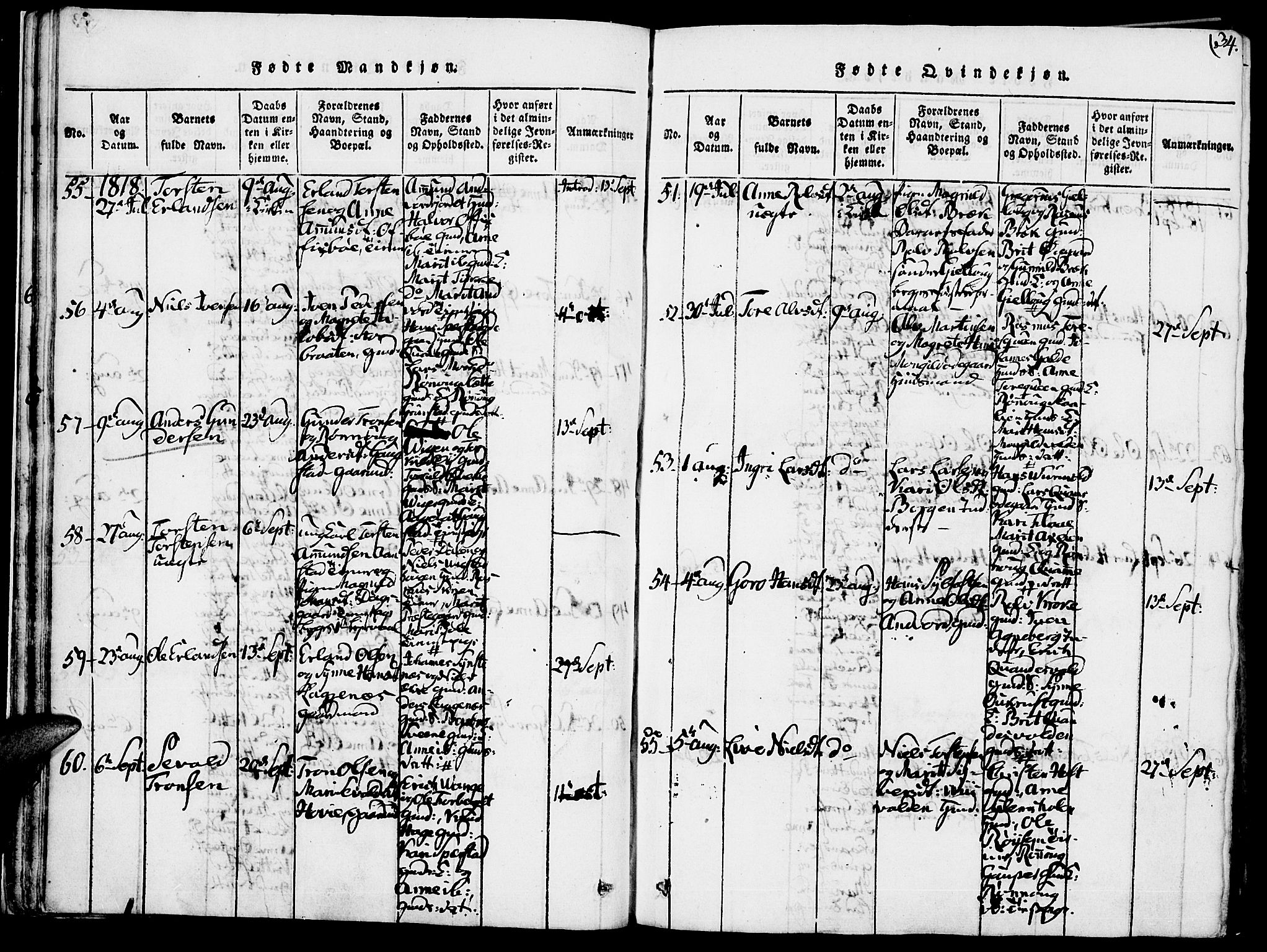 Lom prestekontor, AV/SAH-PREST-070/K/L0004: Parish register (official) no. 4, 1815-1825, p. 34