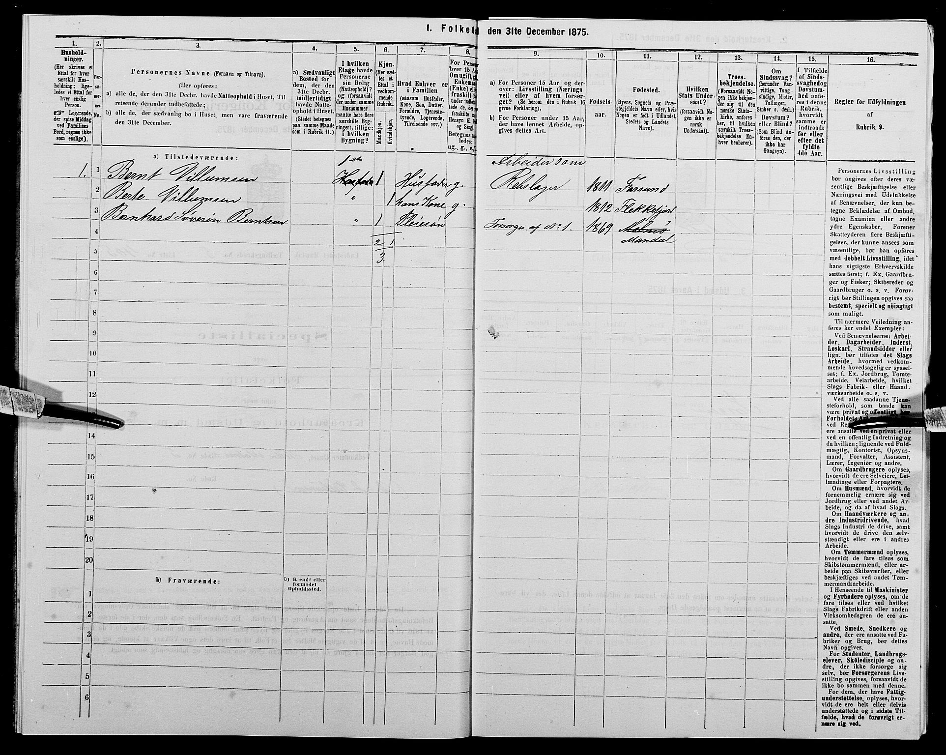 SAK, 1875 census for 1002B Mandal/Mandal, 1875, p. 852