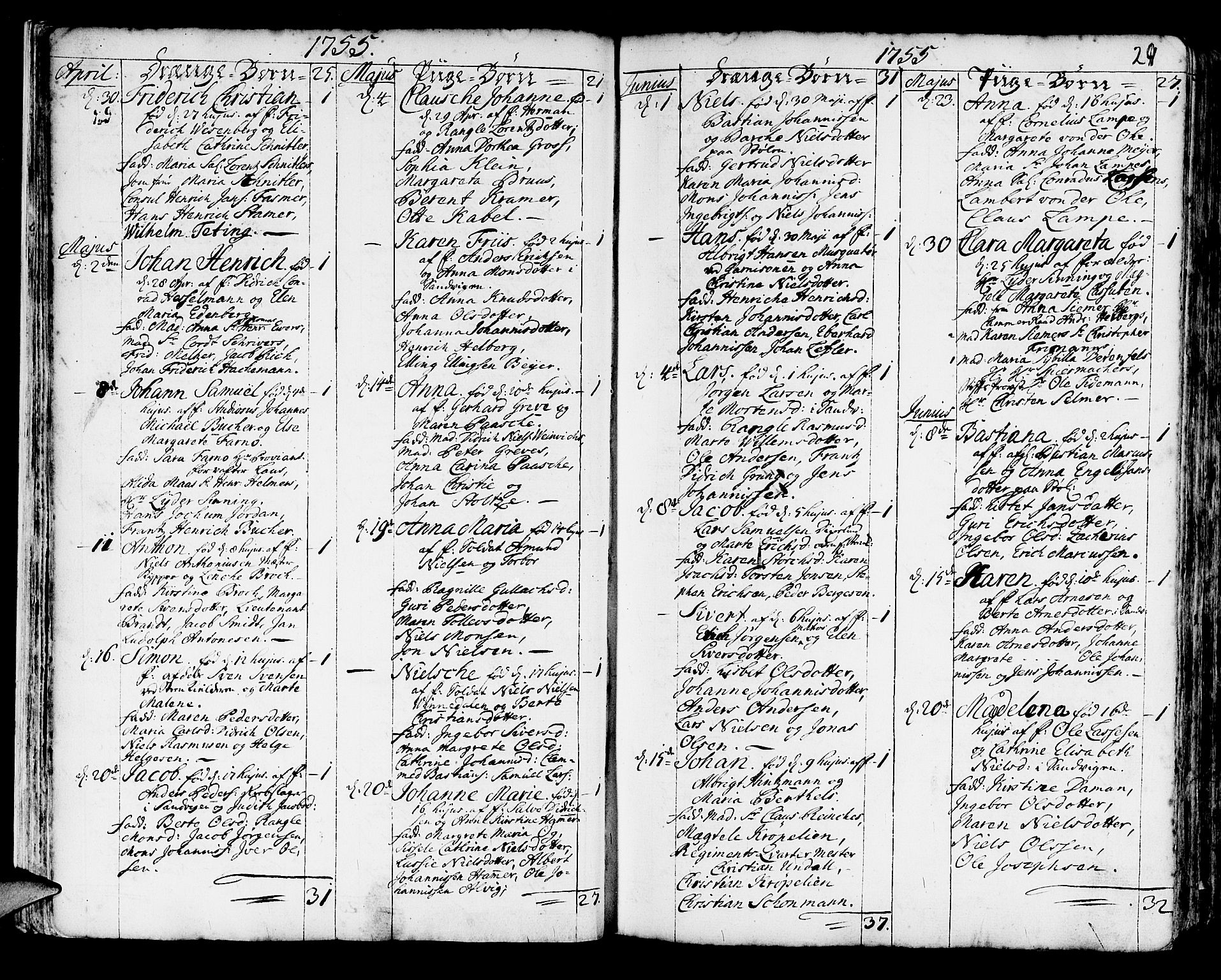Korskirken sokneprestembete, SAB/A-76101/H/Haa/L0005: Parish register (official) no. A 5, 1751-1789, p. 29