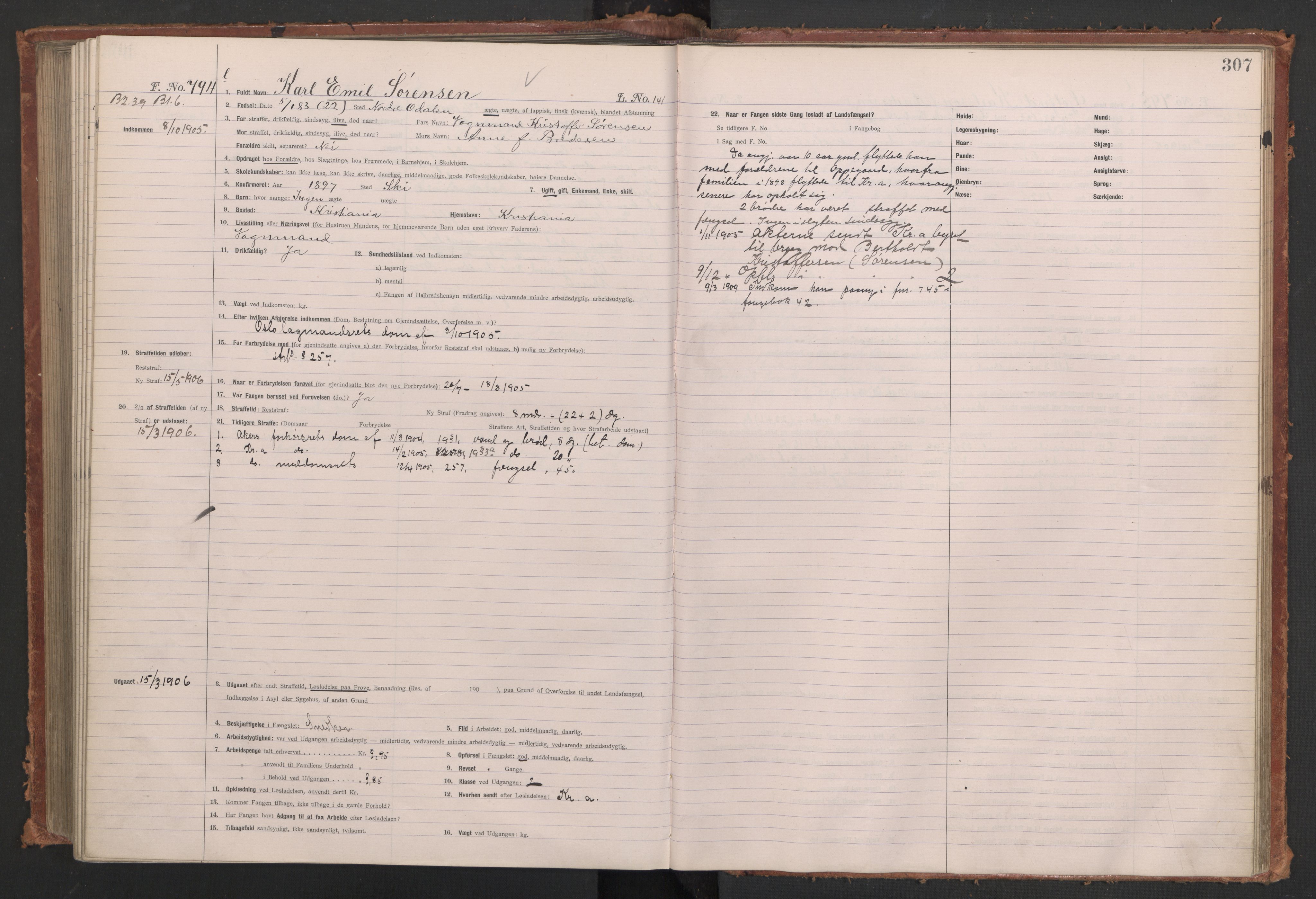 Botsfengslet, AV/RA-S-1539/D/Db/Dbb/L0039: 488l - 820l, 1904-1905, p. 307