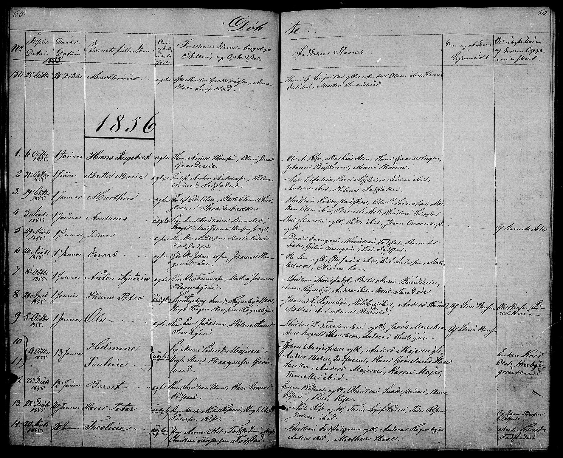 Østre Toten prestekontor, AV/SAH-PREST-104/H/Ha/Hab/L0003: Parish register (copy) no. 3, 1848-1857, p. 60