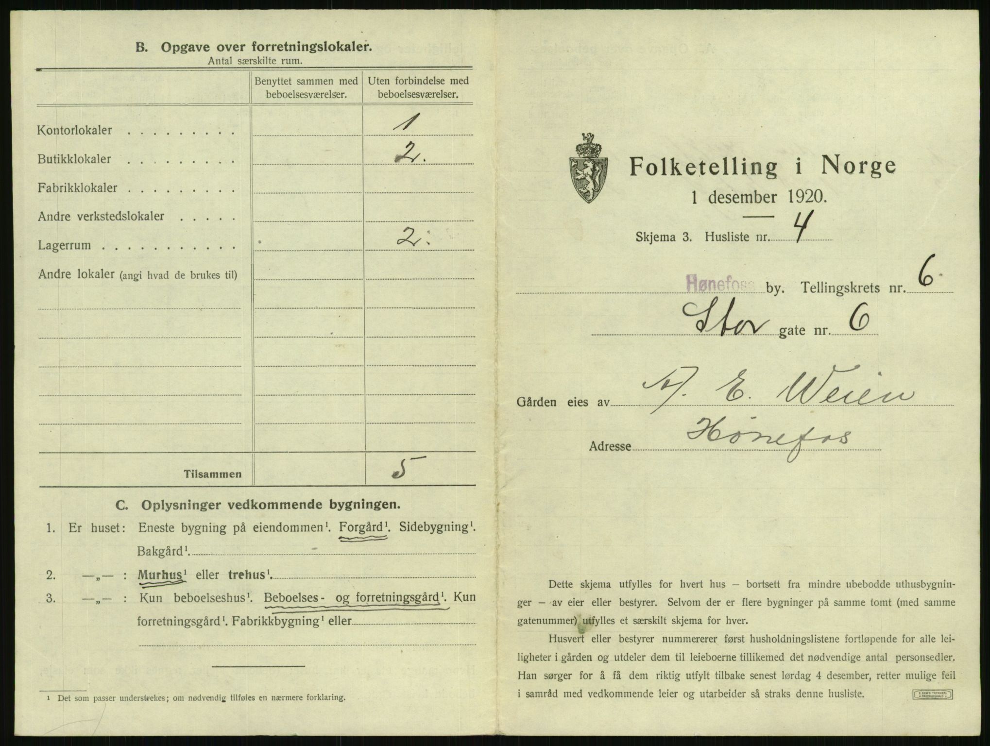 SAKO, 1920 census for Hønefoss, 1920, p. 570