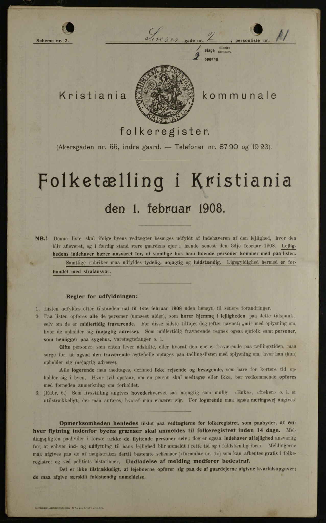 OBA, Municipal Census 1908 for Kristiania, 1908, p. 85149