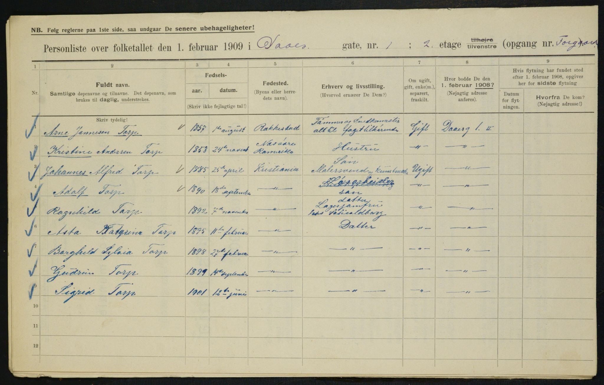 OBA, Municipal Census 1909 for Kristiania, 1909, p. 16297