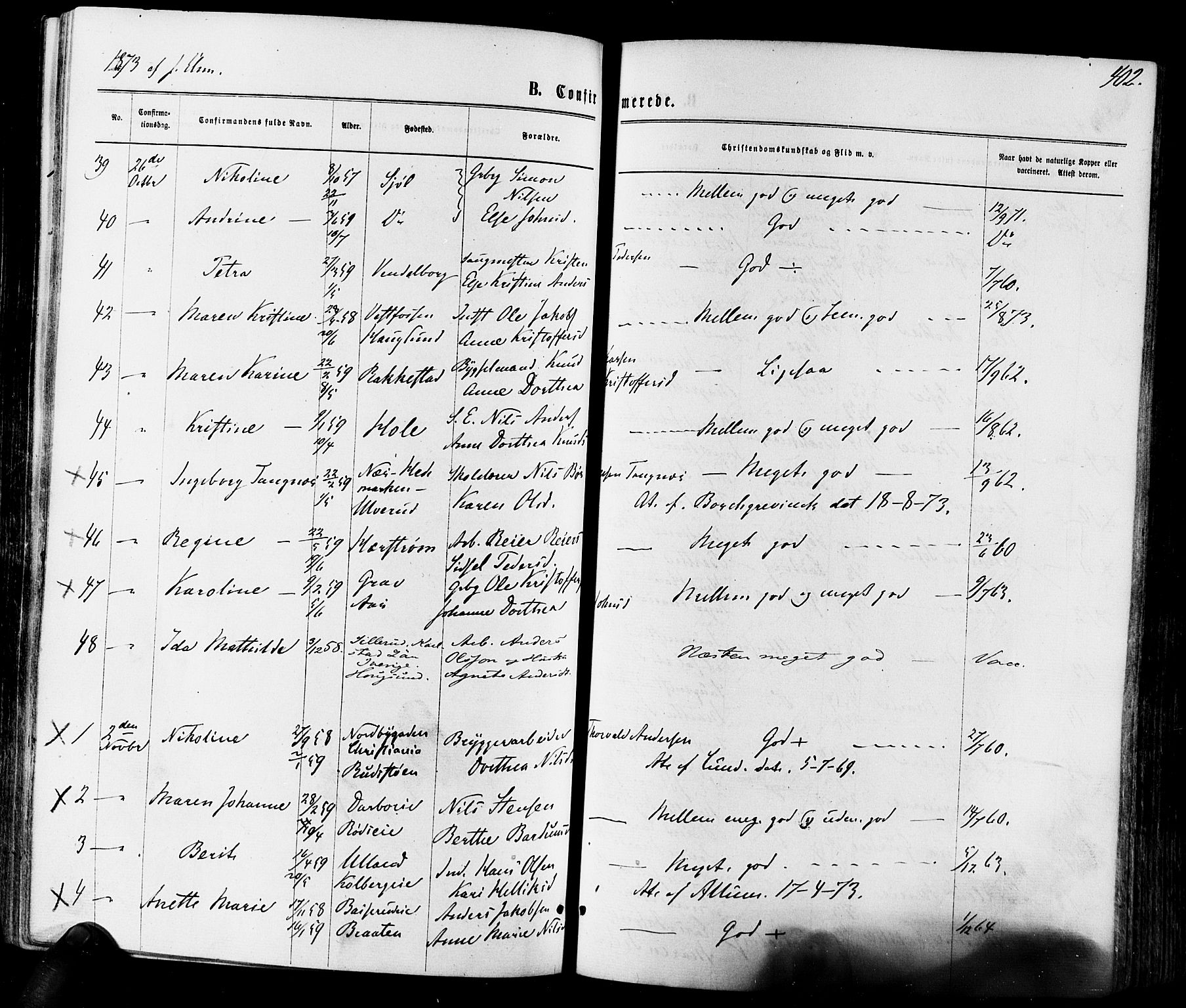 Eiker kirkebøker, AV/SAKO-A-4/F/Fa/L0017: Parish register (official) no. I 17, 1869-1877, p. 402