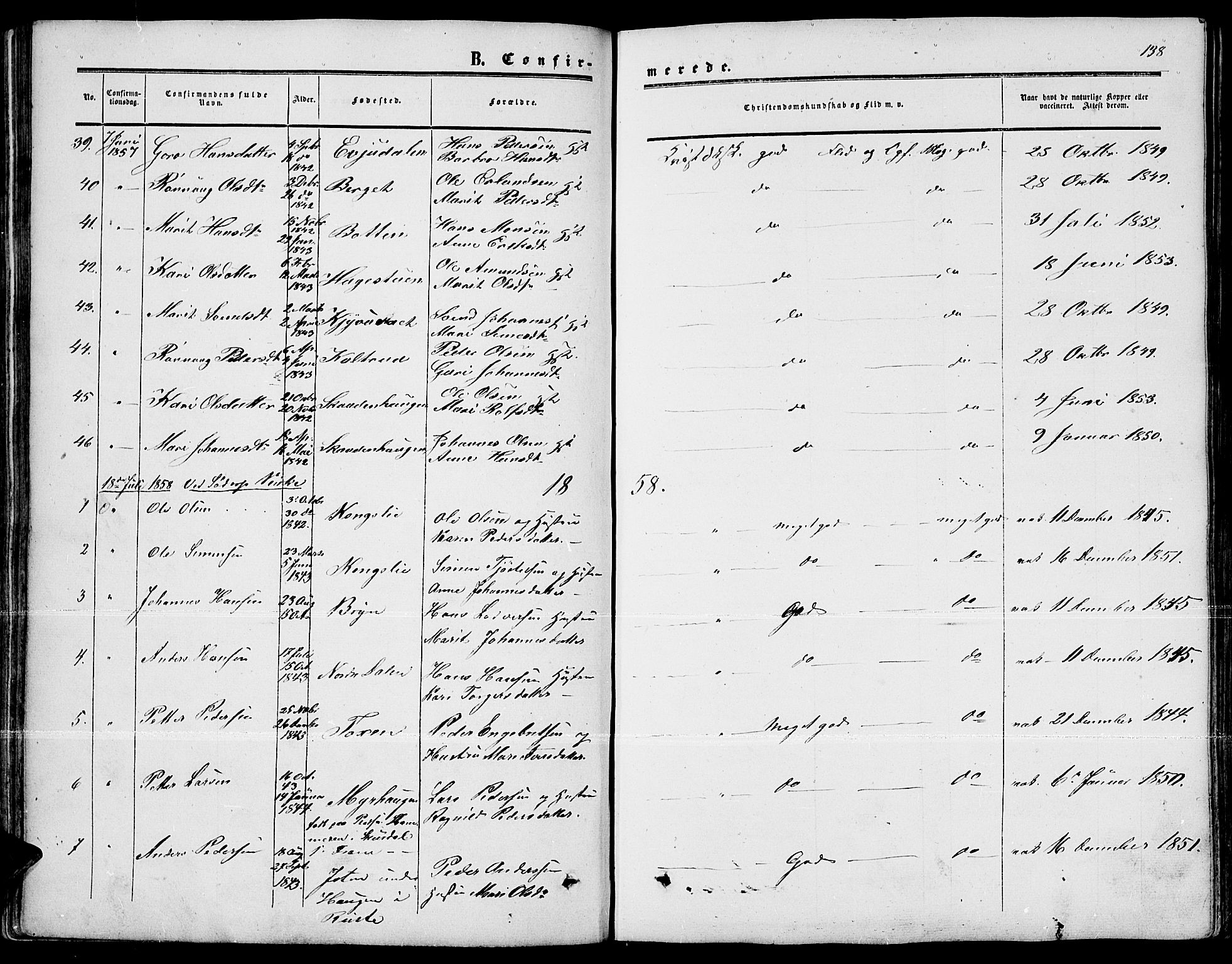 Nord-Fron prestekontor, SAH/PREST-080/H/Ha/Hab/L0001: Parish register (copy) no. 1, 1851-1883, p. 138