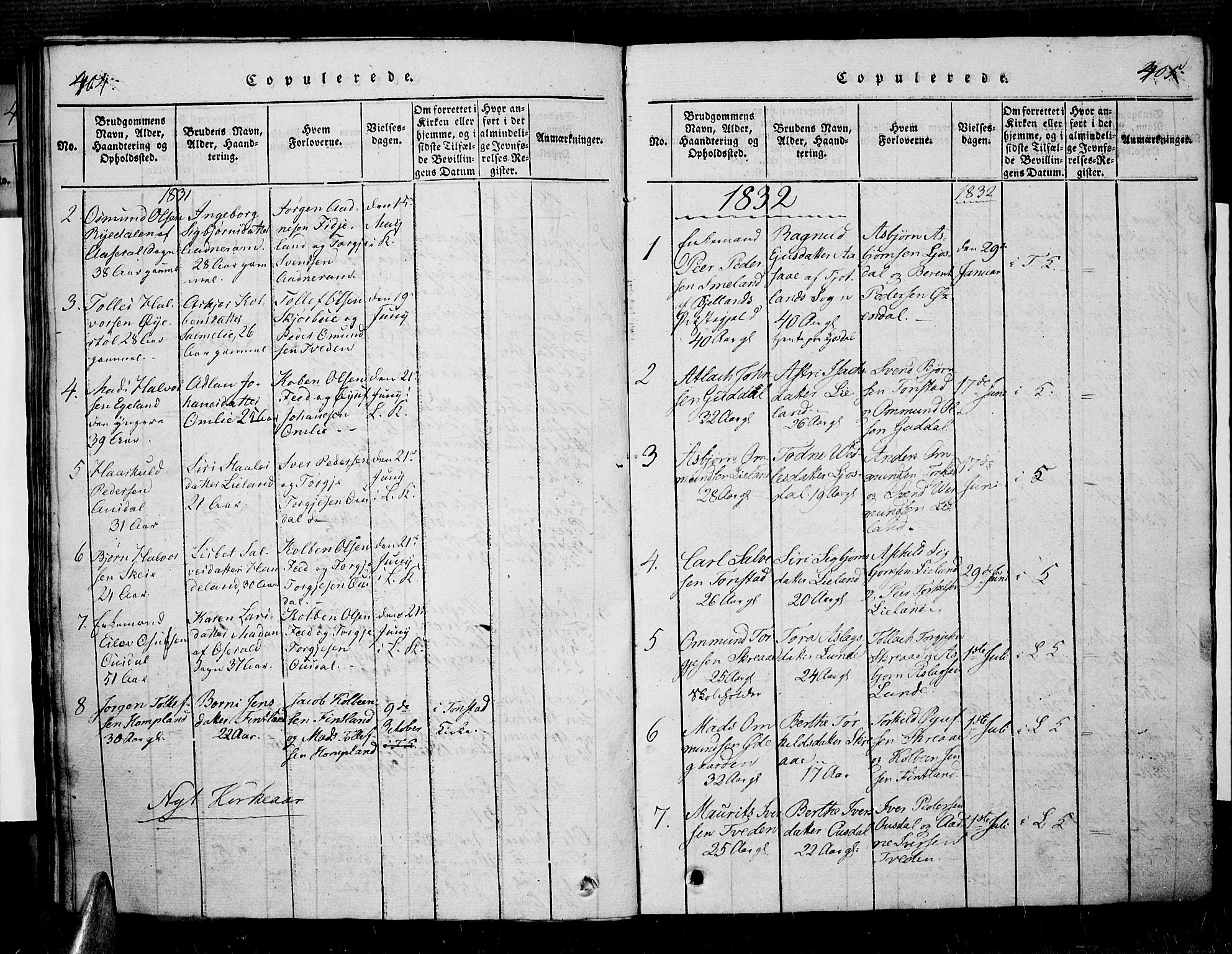 Sirdal sokneprestkontor, AV/SAK-1111-0036/F/Fa/Fab/L0001: Parish register (official) no. A 1, 1815-1834, p. 404-405