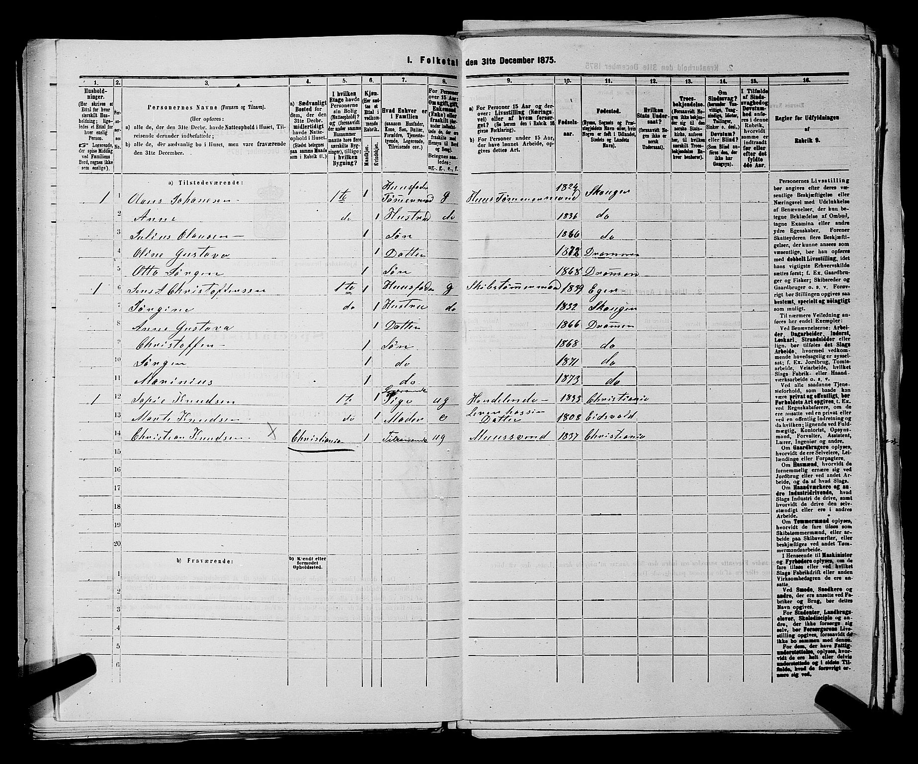 SAKO, 1875 census for 0602 Drammen, 1875, p. 1693