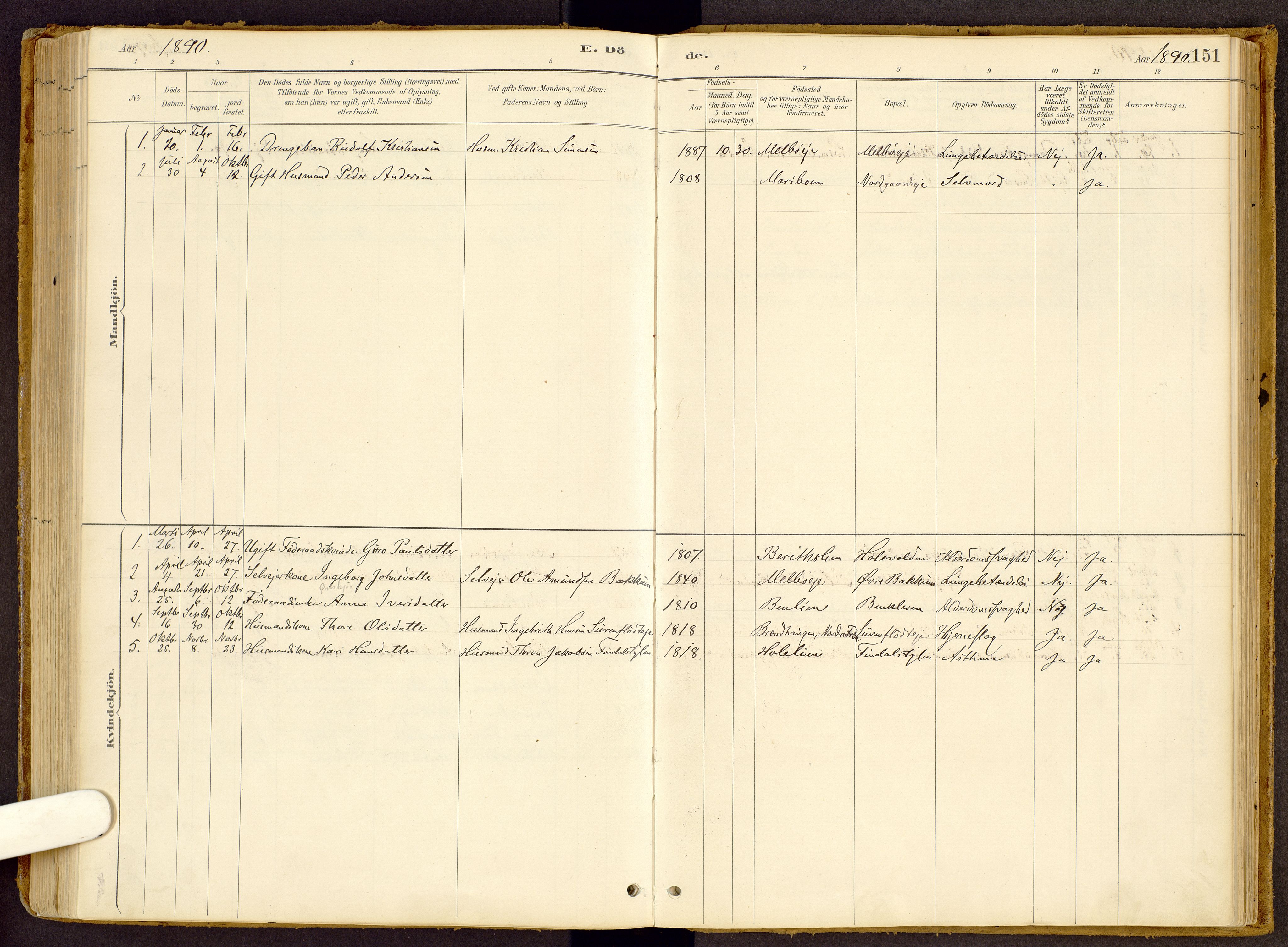 Vestre Gausdal prestekontor, SAH/PREST-094/H/Ha/Haa/L0002: Parish register (official) no. 2, 1887-1918, p. 151