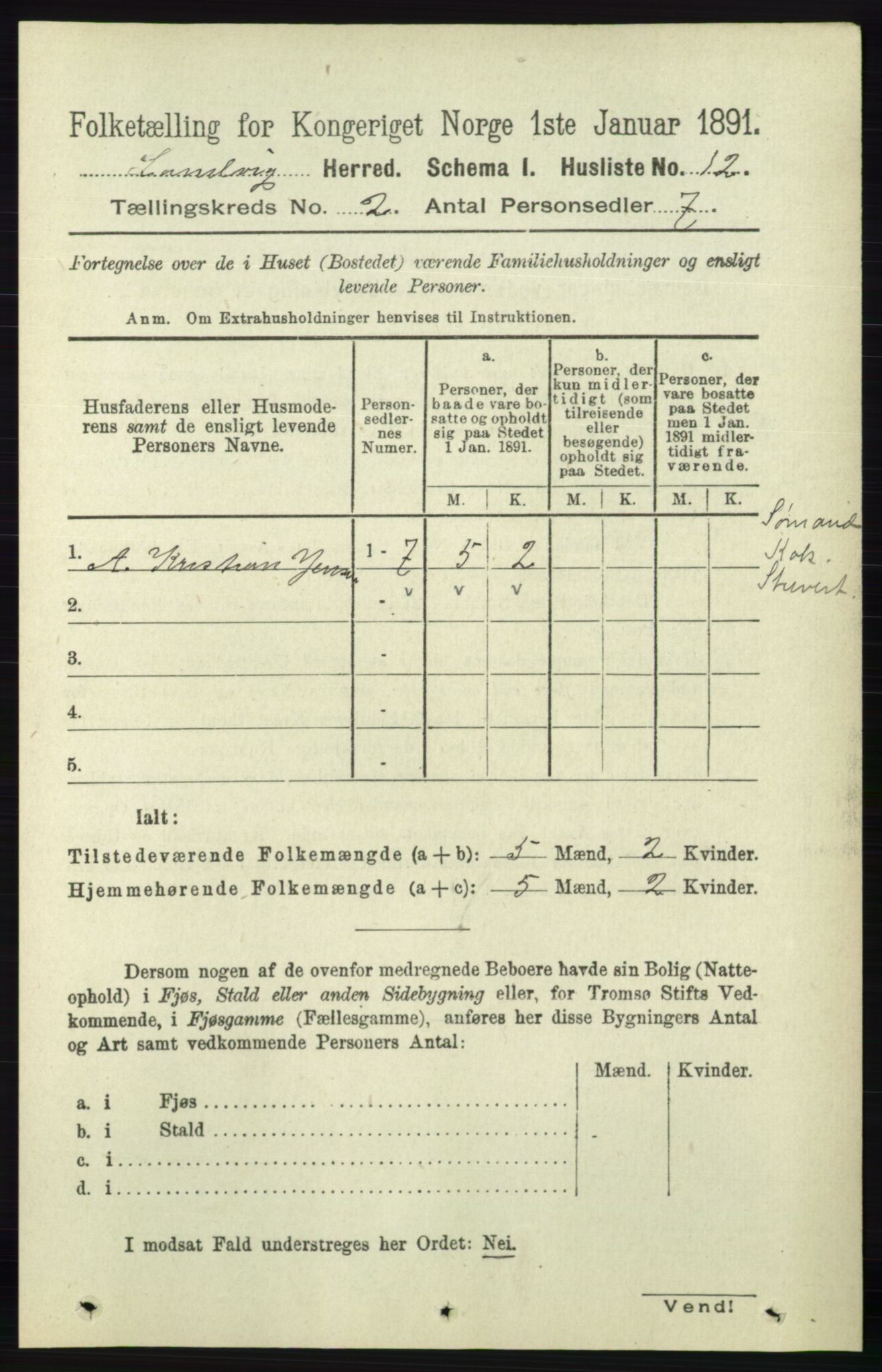 RA, 1891 census for 0924 Landvik, 1891, p. 254