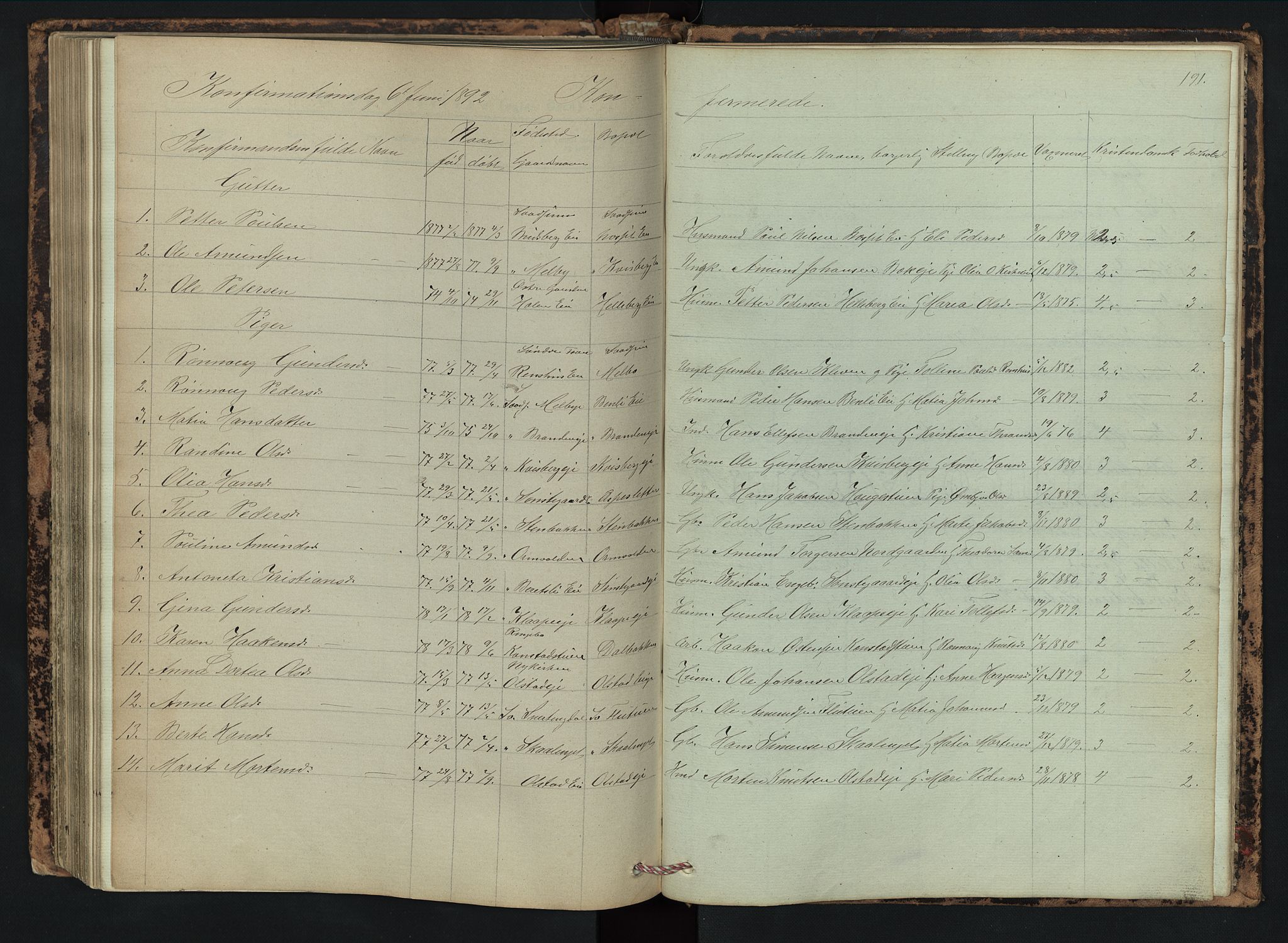 Vestre Gausdal prestekontor, AV/SAH-PREST-094/H/Ha/Hab/L0002: Parish register (copy) no. 2, 1874-1897, p. 191
