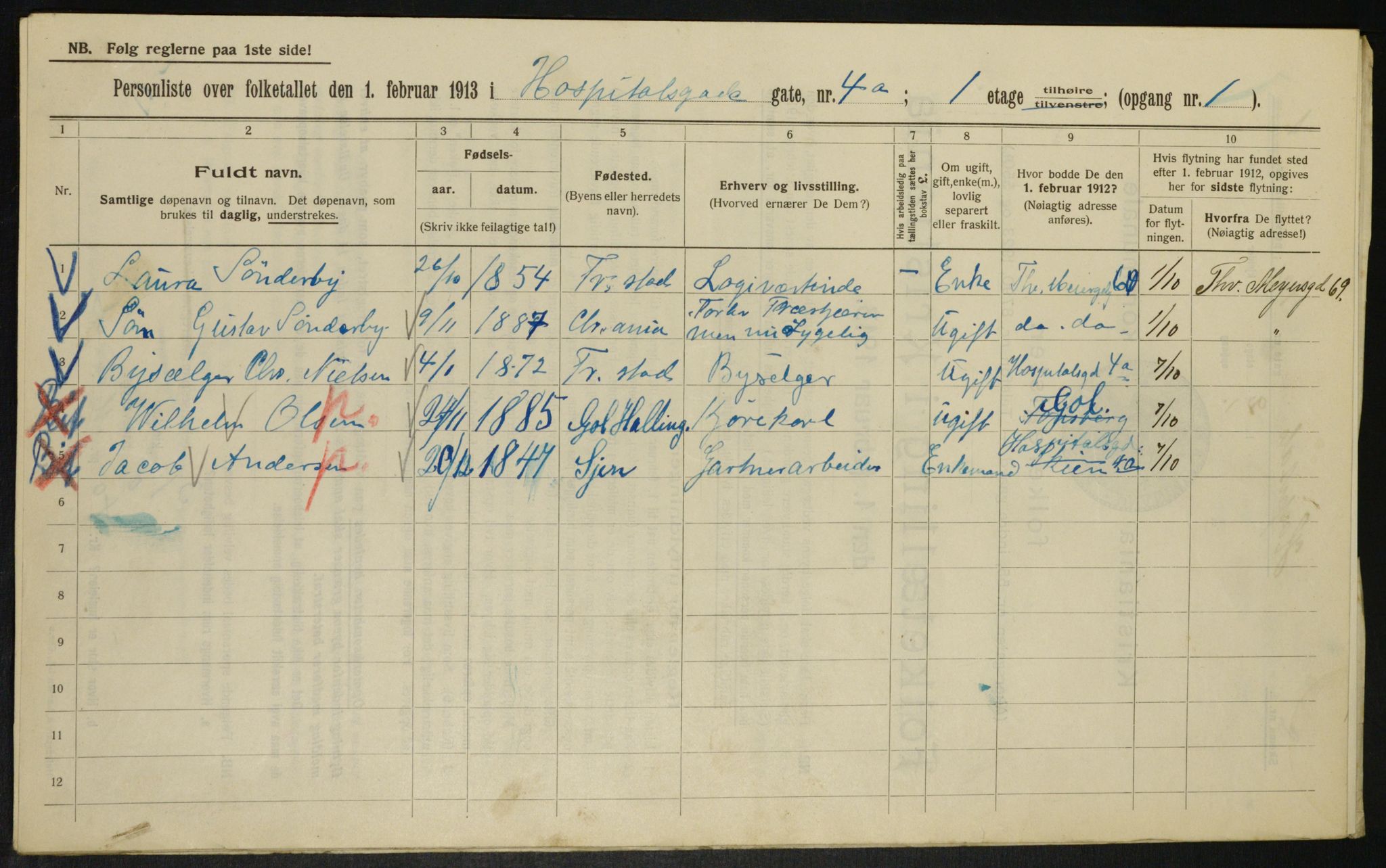 OBA, Municipal Census 1913 for Kristiania, 1913, p. 41259