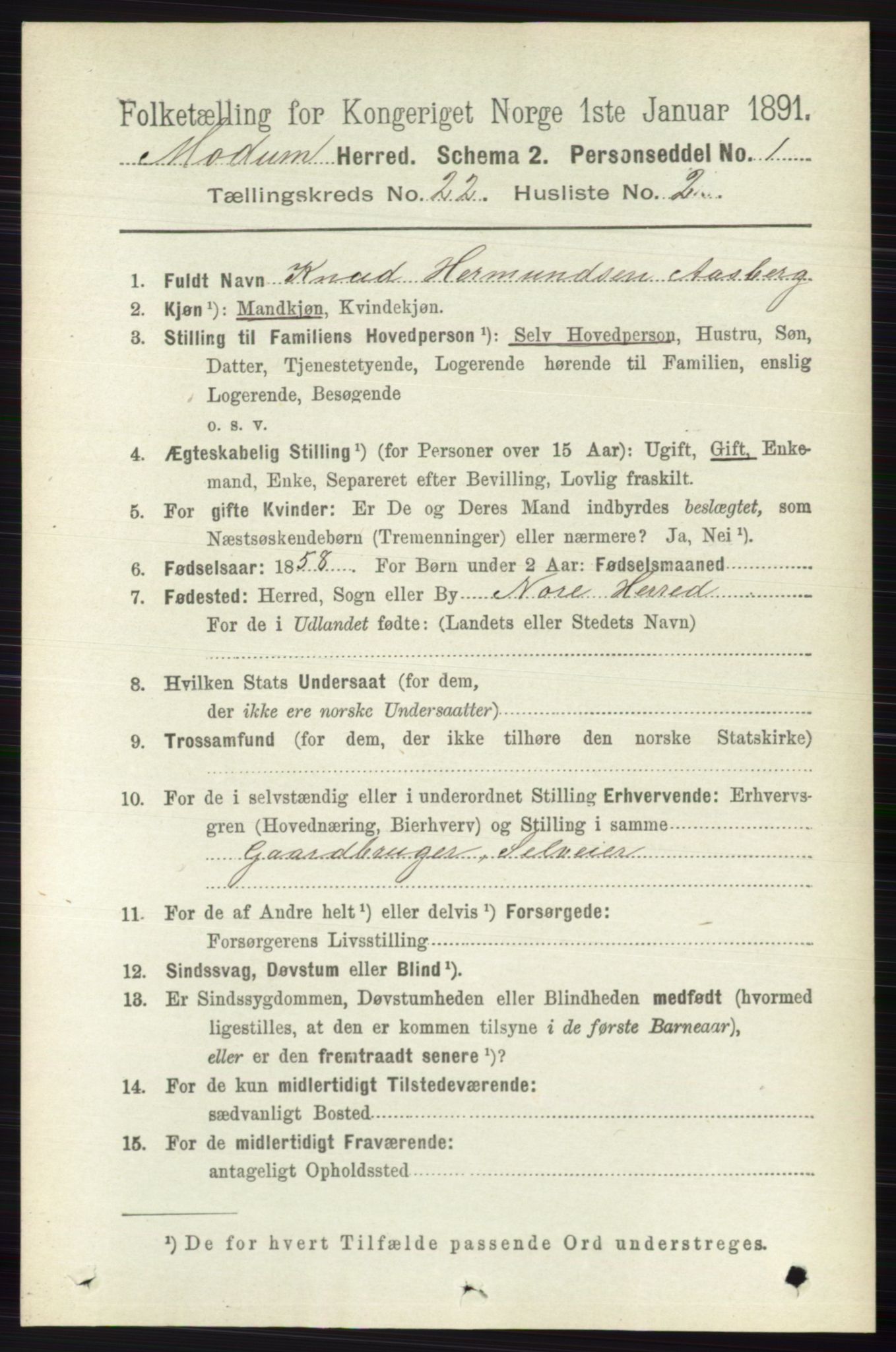 RA, 1891 census for 0623 Modum, 1891, p. 8402