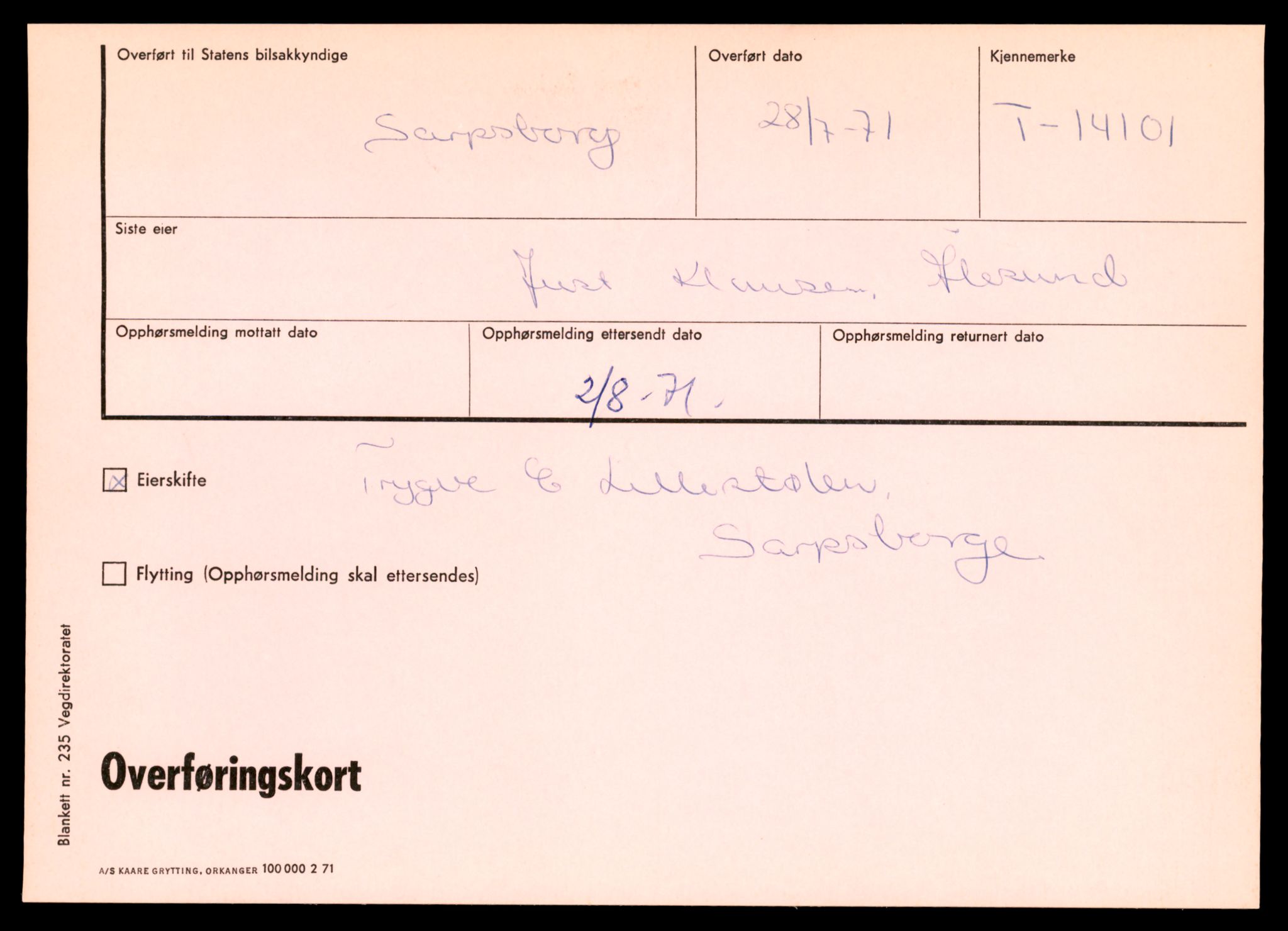 Møre og Romsdal vegkontor - Ålesund trafikkstasjon, AV/SAT-A-4099/F/Fe/L0043: Registreringskort for kjøretøy T 14080 - T 14204, 1927-1998, p. 535