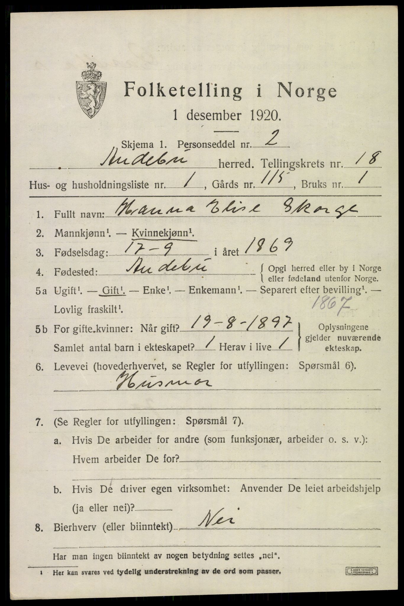 SAKO, 1920 census for Andebu, 1920, p. 6048