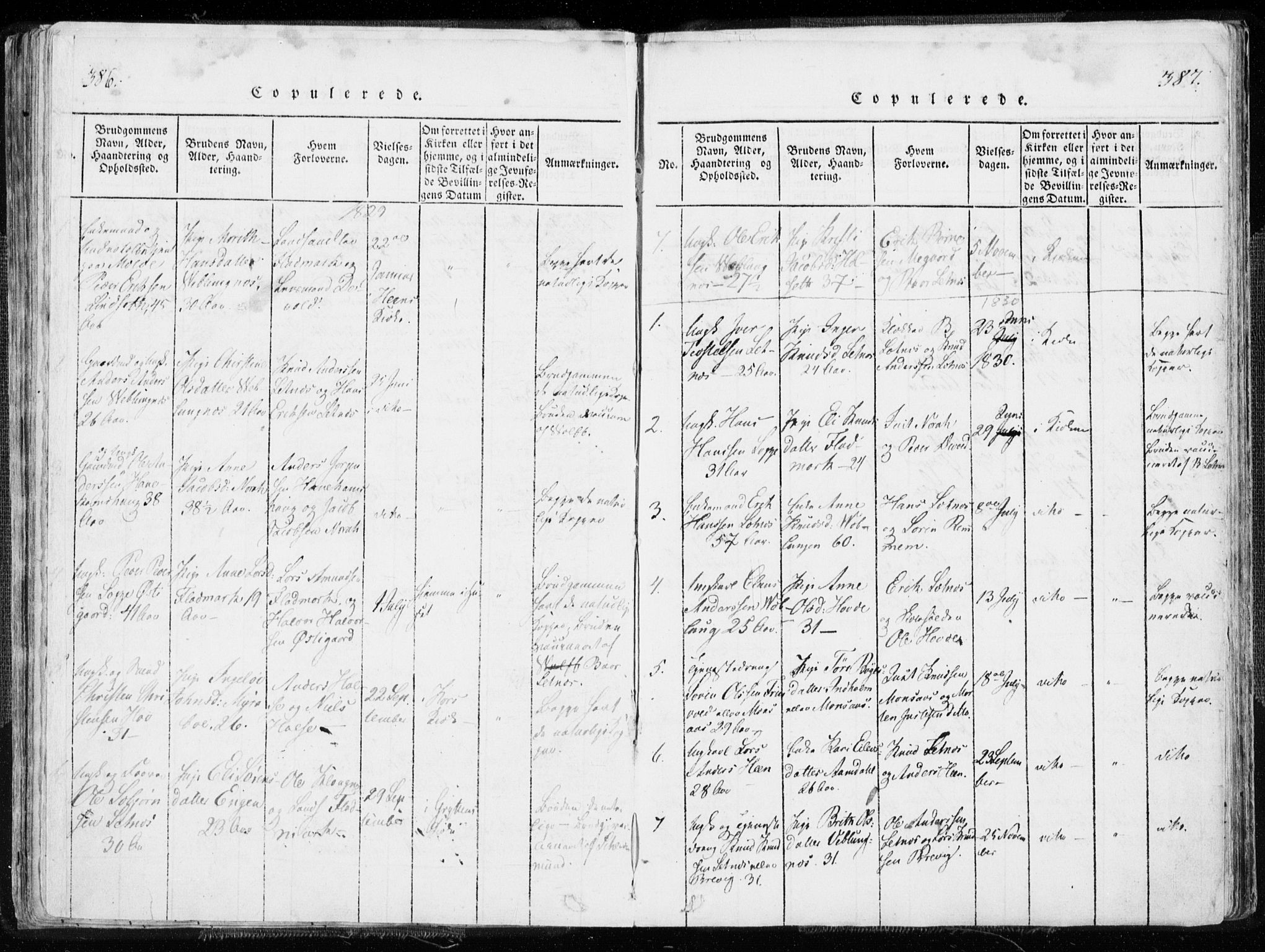 Ministerialprotokoller, klokkerbøker og fødselsregistre - Møre og Romsdal, AV/SAT-A-1454/544/L0571: Parish register (official) no. 544A04, 1818-1853, p. 386-387