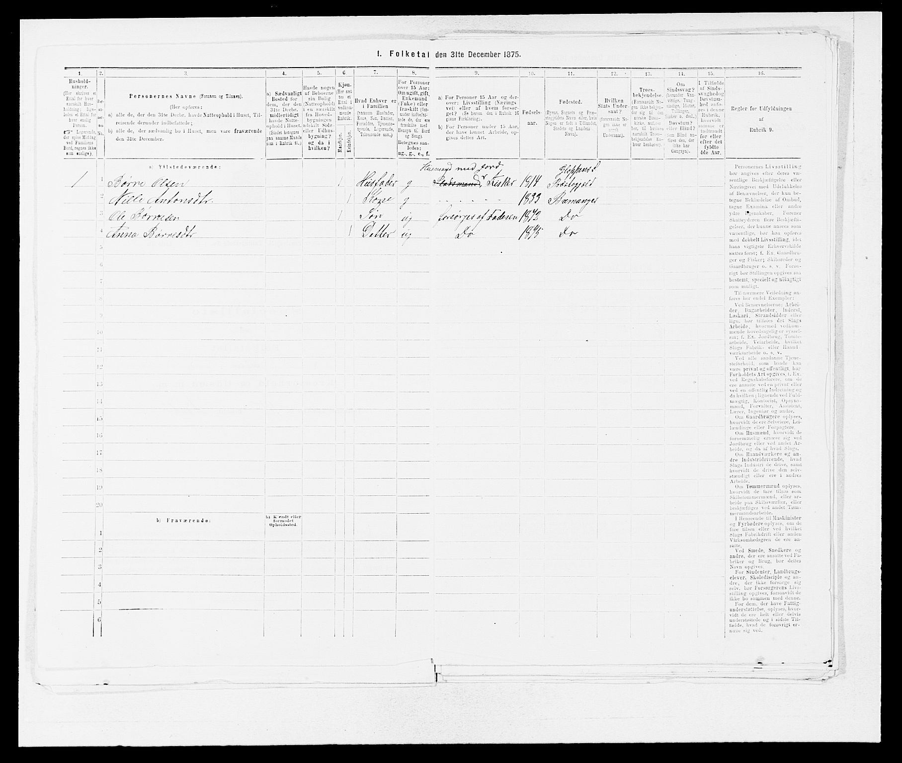 SAB, 1875 Census for 1438P Bremanger, 1875, p. 612