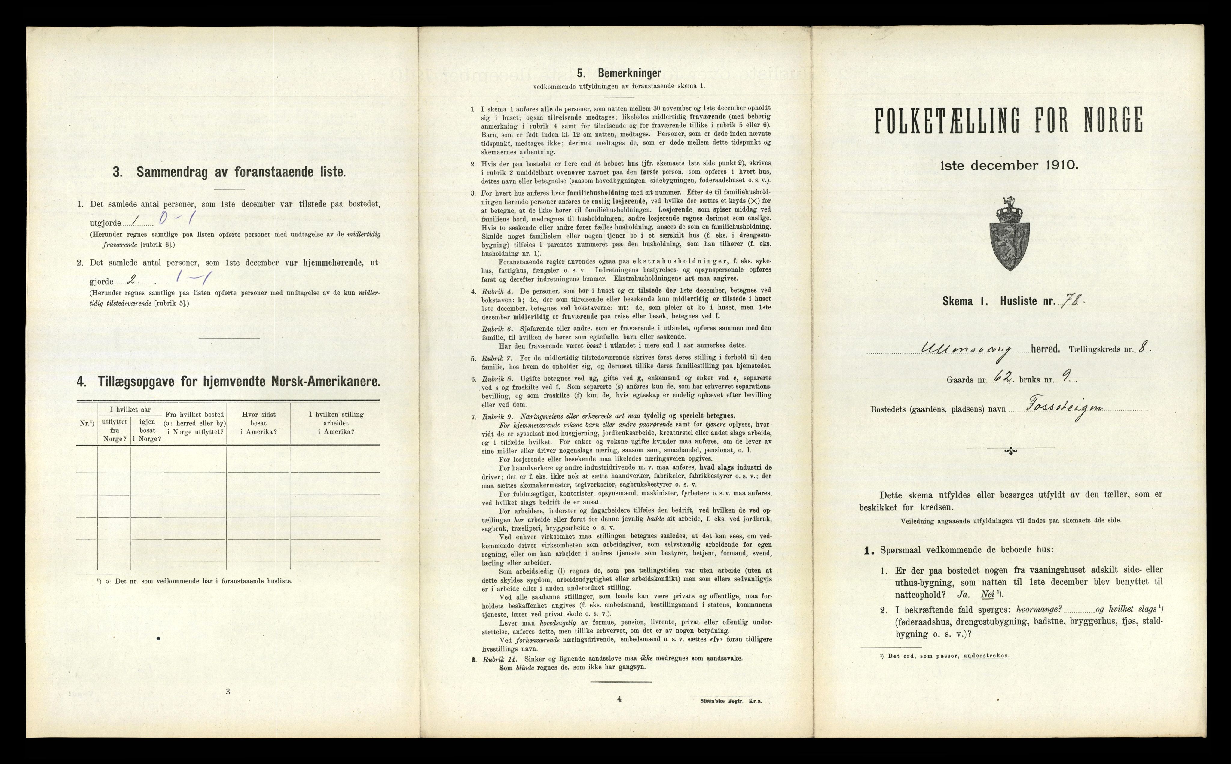 RA, 1910 census for Ullensvang, 1910, p. 1117