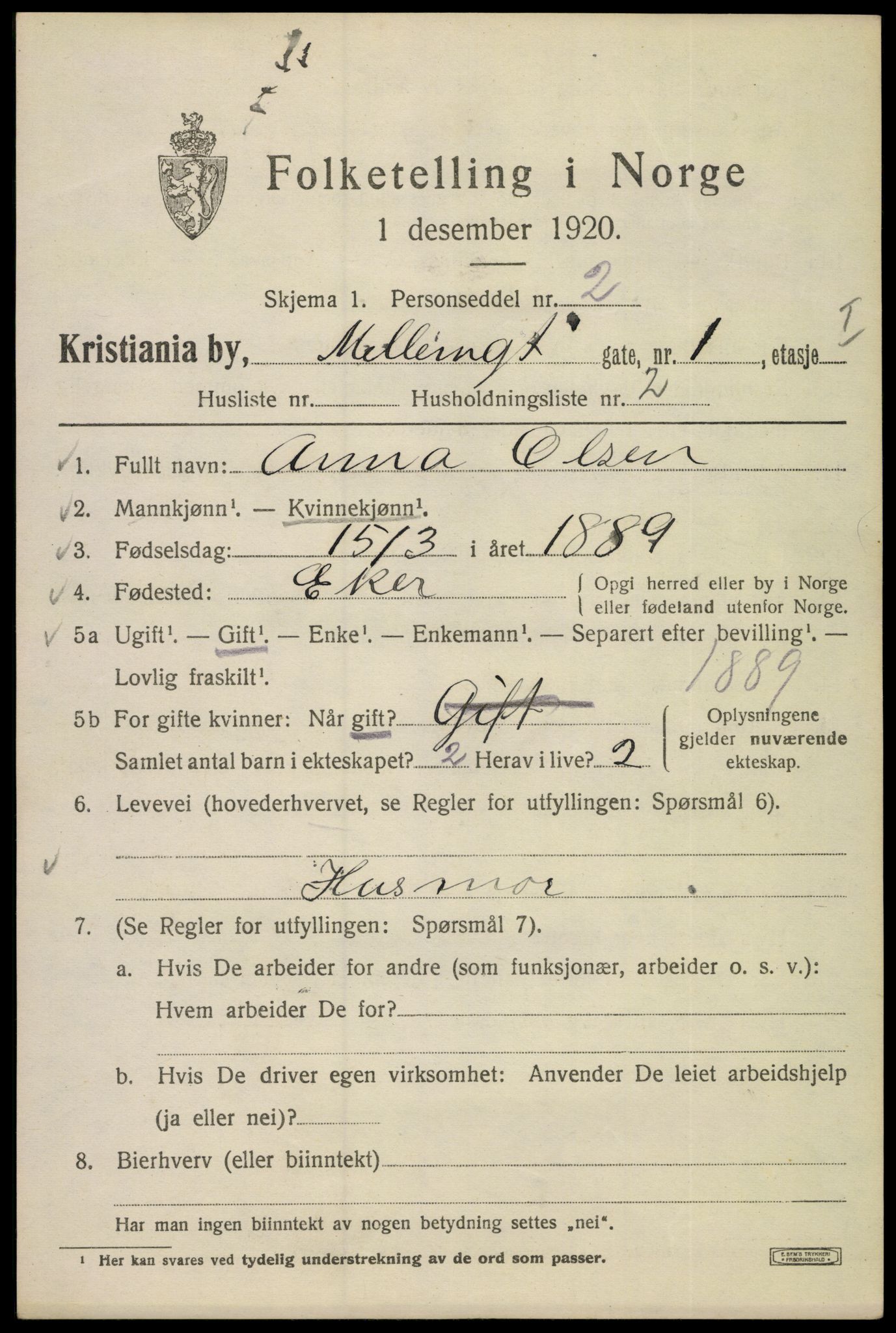 SAO, 1920 census for Kristiania, 1920, p. 394013