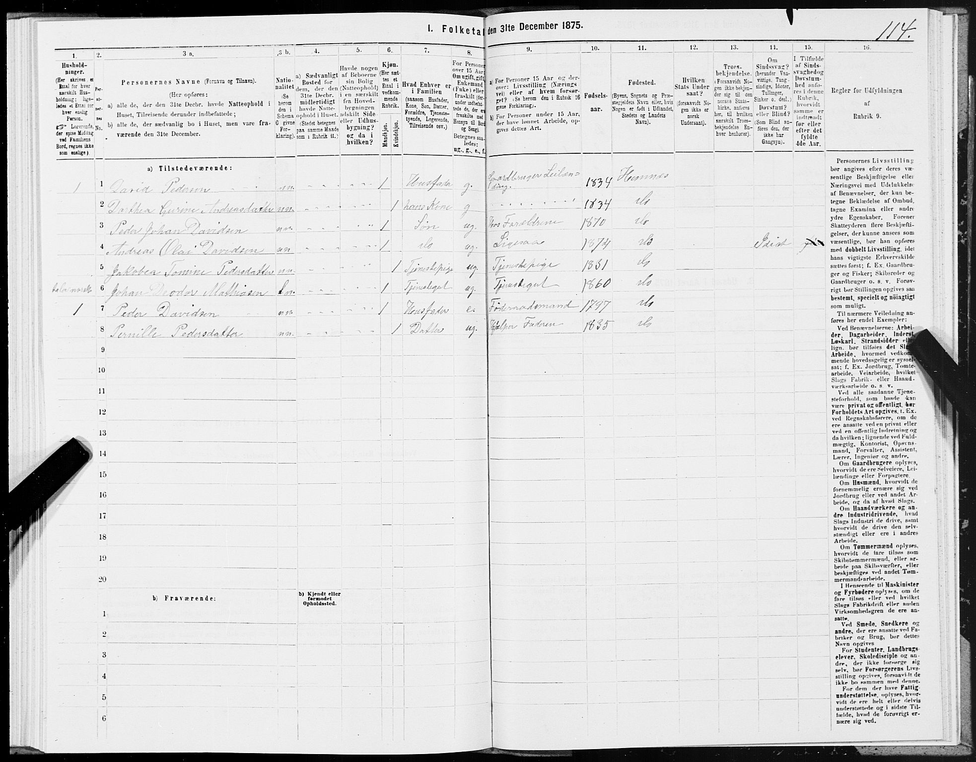 SAT, 1875 census for 1832P Hemnes, 1875, p. 3114