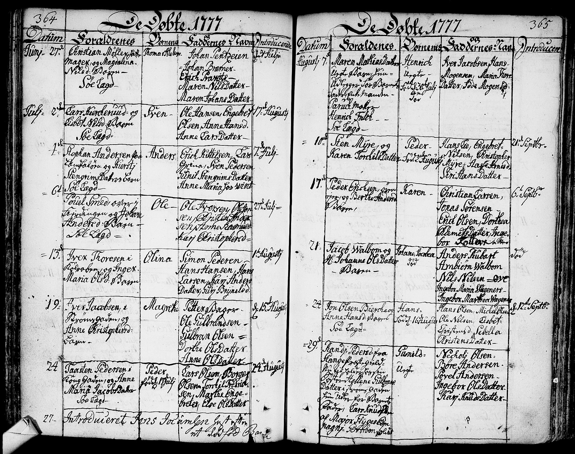 Bragernes kirkebøker, AV/SAKO-A-6/F/Fa/L0005: Parish register (official) no. I 5, 1759-1781, p. 364-365