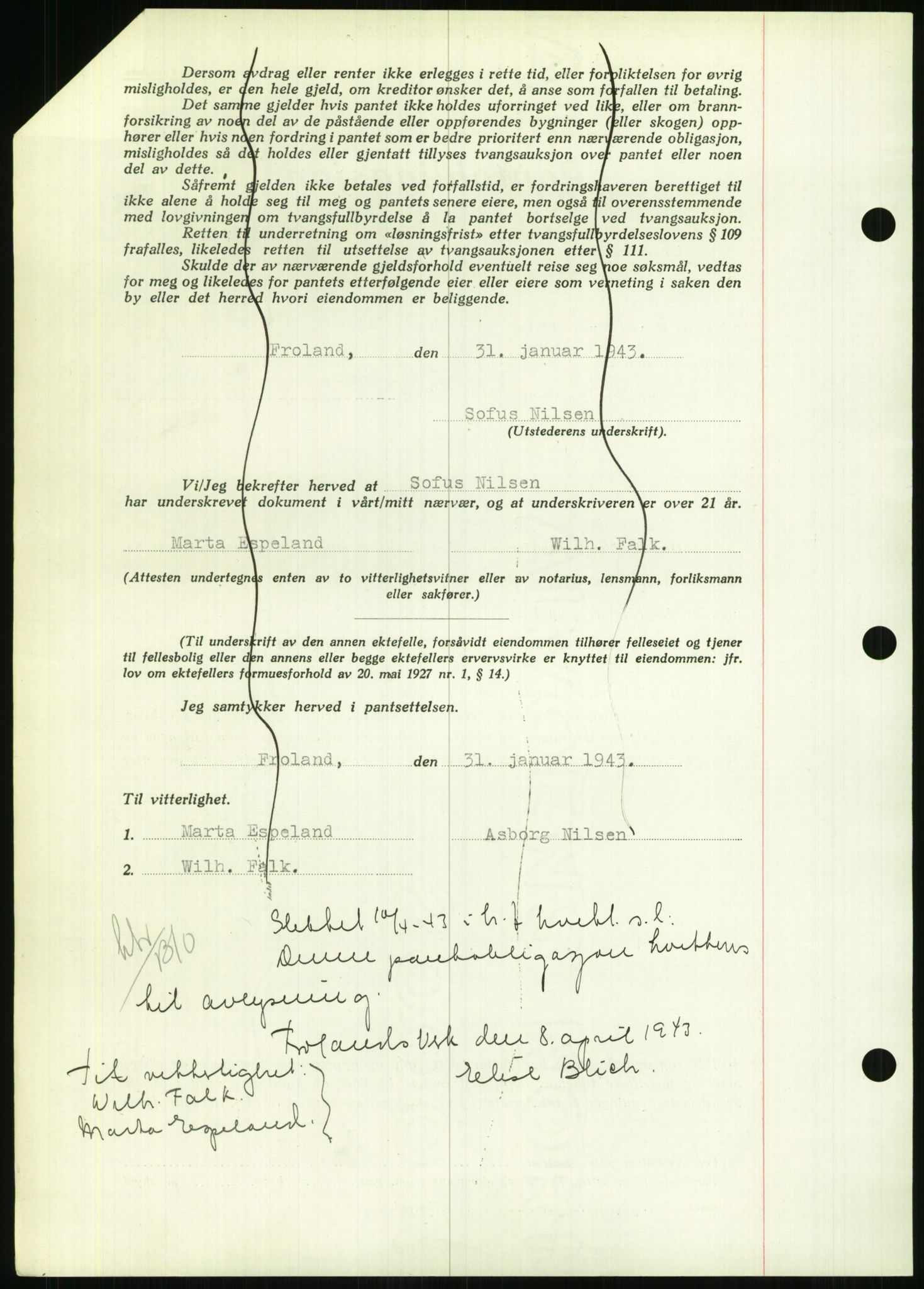 Nedenes sorenskriveri, AV/SAK-1221-0006/G/Gb/Gbb/L0002: Mortgage book no. II, 1942-1945, Diary no: : 290/1943