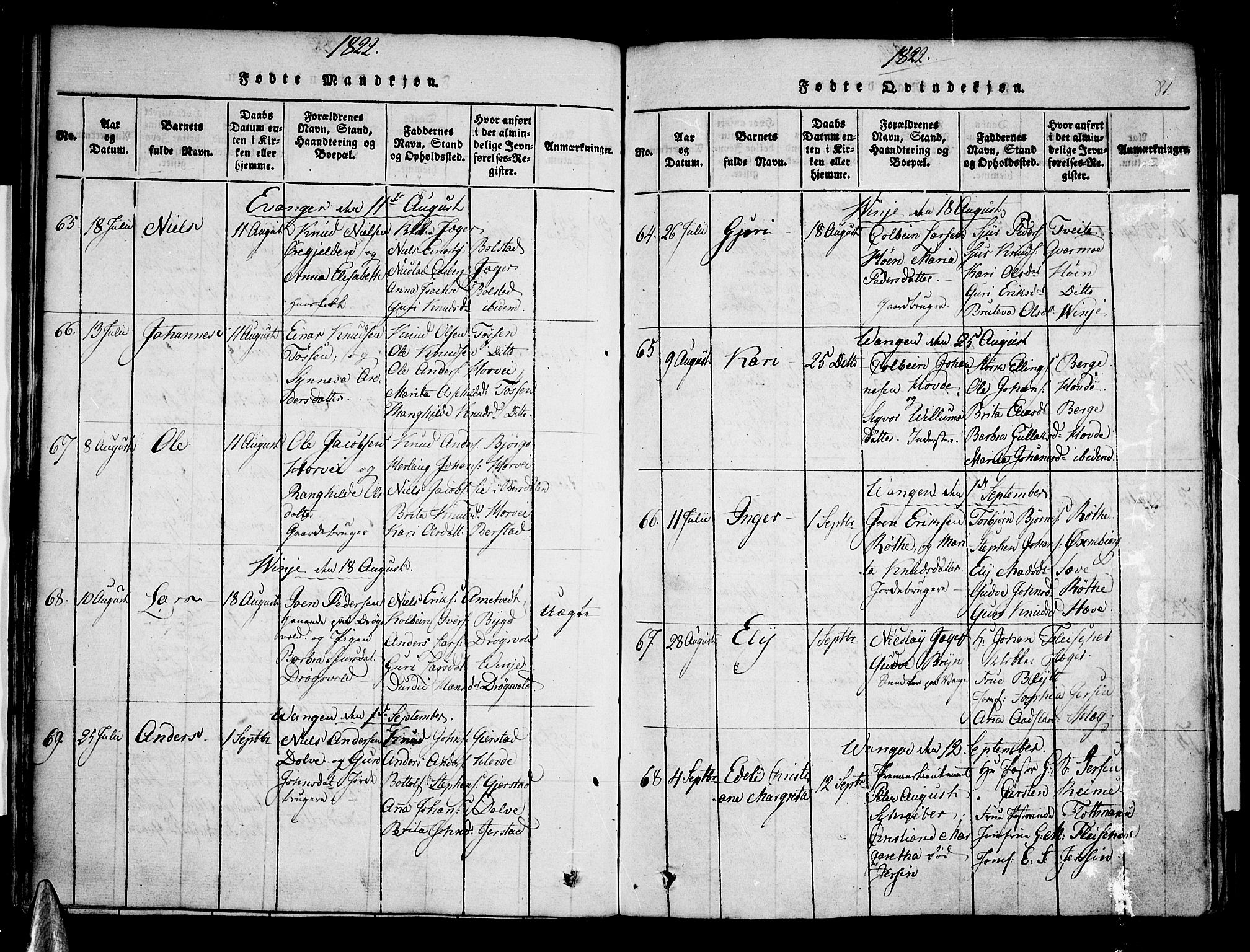 Voss sokneprestembete, SAB/A-79001/H/Haa: Parish register (official) no. A 11, 1816-1827, p. 81