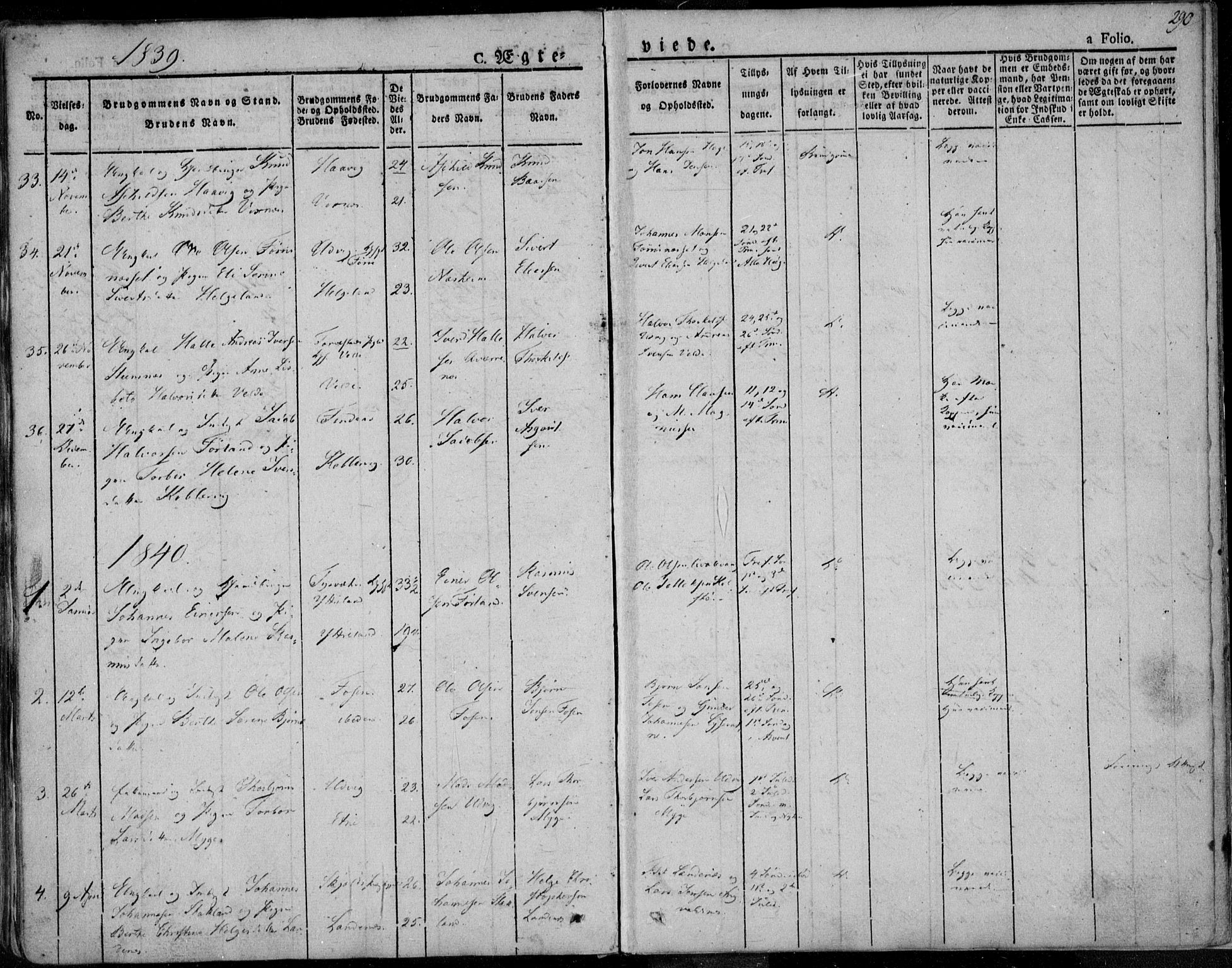 Avaldsnes sokneprestkontor, SAST/A -101851/H/Ha/Haa/L0005: Parish register (official) no. A 5.1, 1825-1841, p. 290