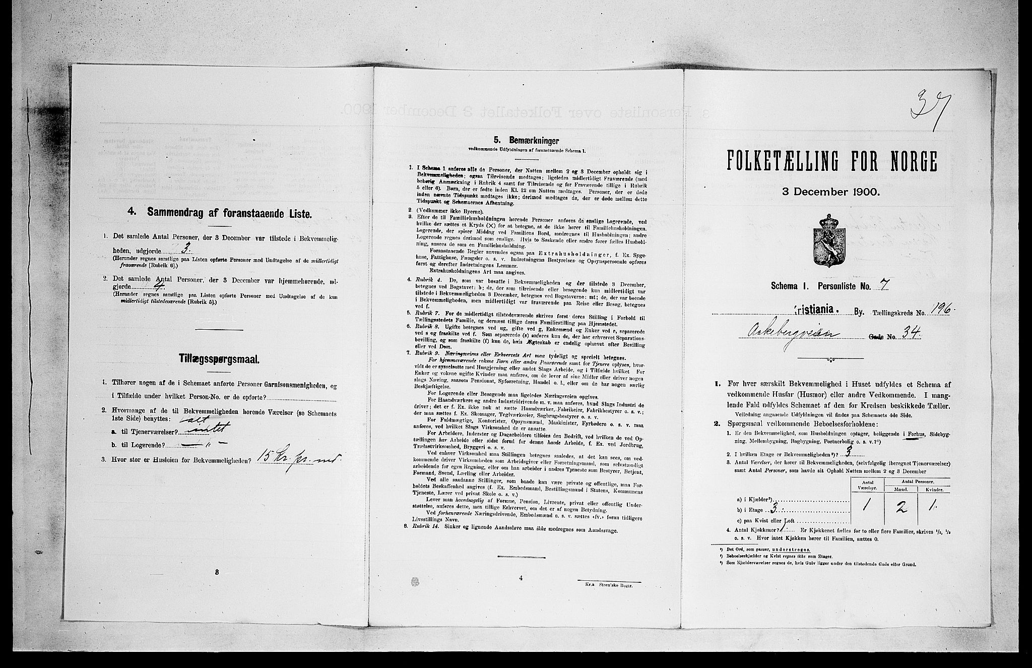 SAO, 1900 census for Kristiania, 1900, p. 313