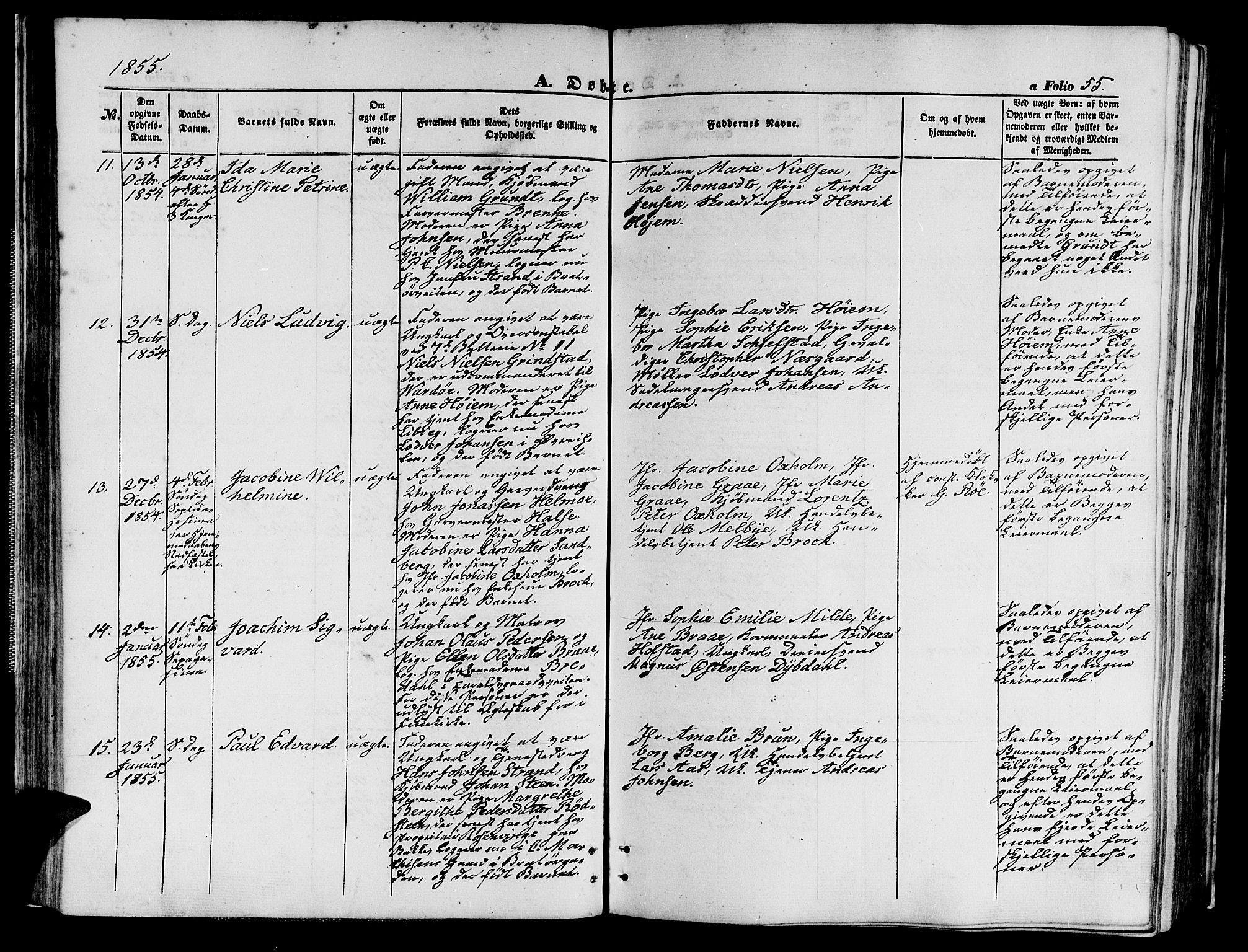 Ministerialprotokoller, klokkerbøker og fødselsregistre - Sør-Trøndelag, SAT/A-1456/602/L0138: Parish register (copy) no. 602C06, 1853-1858, p. 55