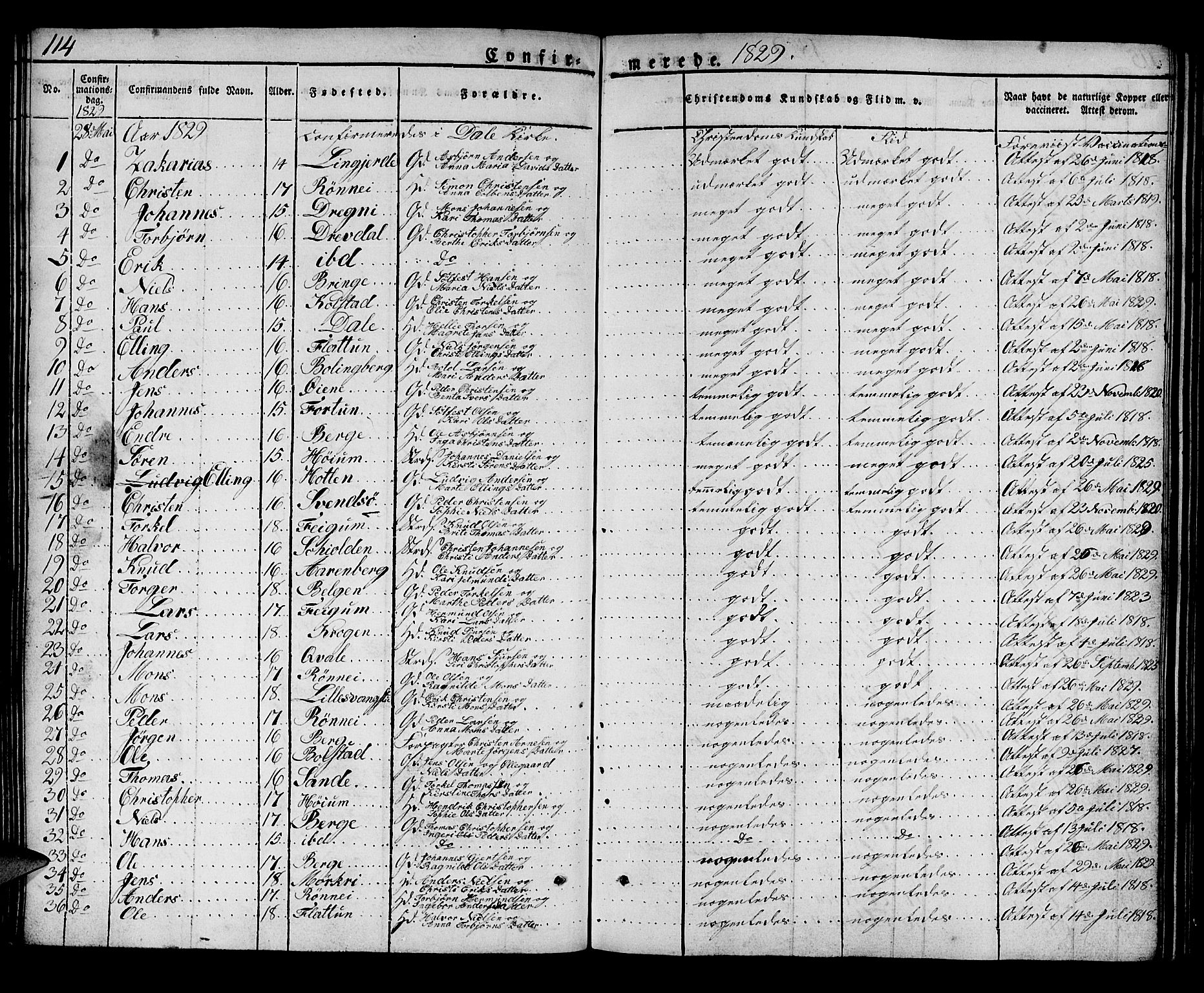 Luster sokneprestembete, AV/SAB-A-81101/H/Haa/Haaa/L0004: Parish register (official) no. A 4, 1821-1832, p. 114