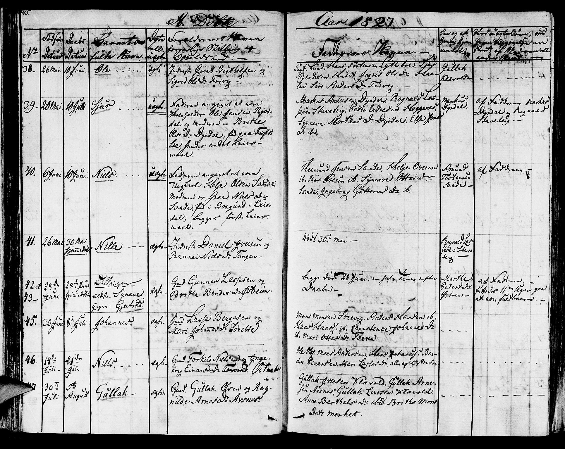 Lavik sokneprestembete, SAB/A-80901: Parish register (official) no. A 2I, 1821-1842, p. 45