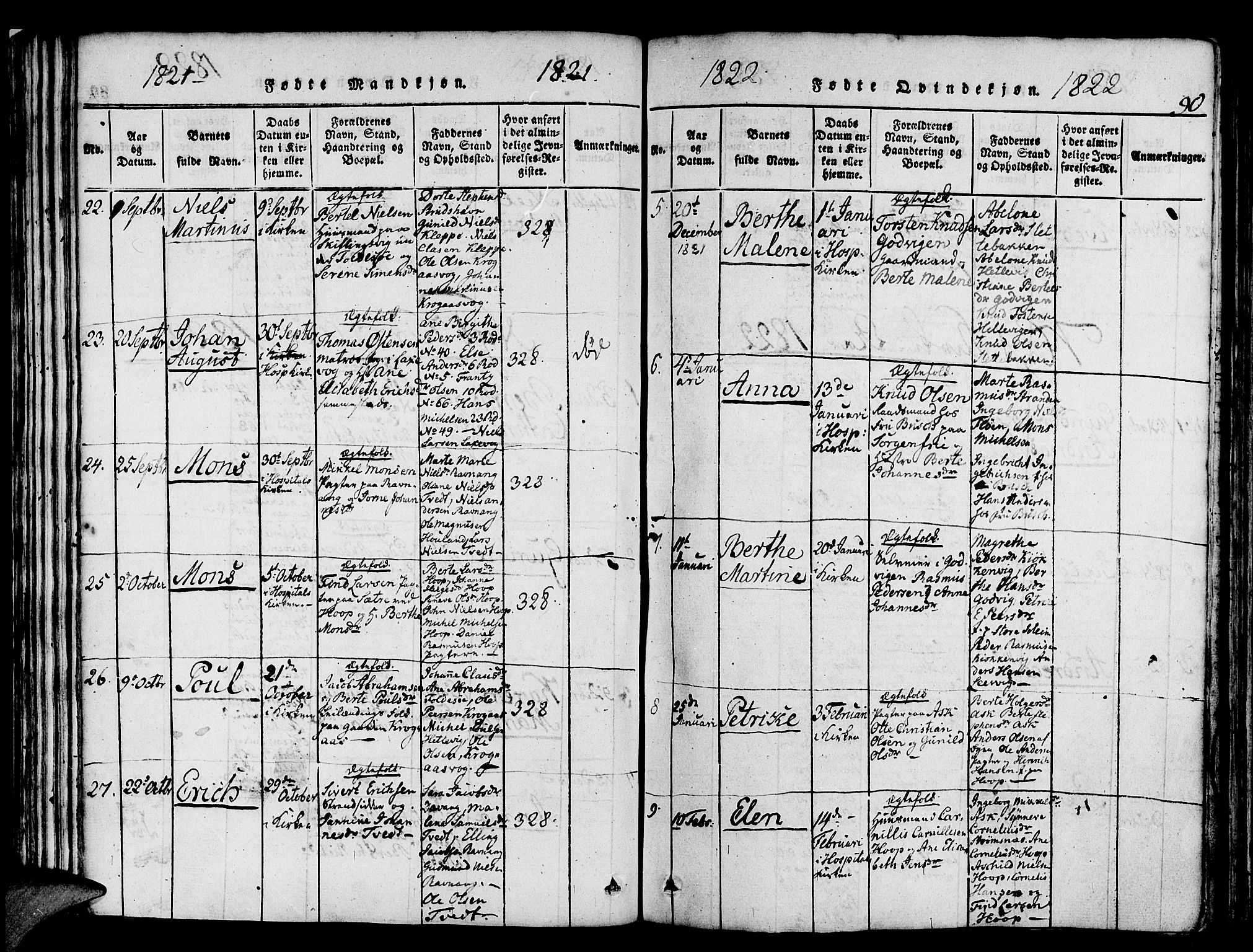 Askøy Sokneprestembete, AV/SAB-A-74101/H/Ha/Haa/Haaa/L0003: Parish register (official) no. A 3, 1815-1825, p. 90