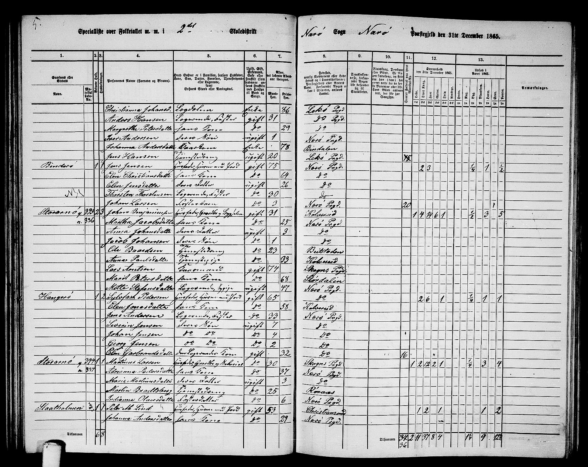 RA, 1865 census for Nærøy, 1865, p. 53