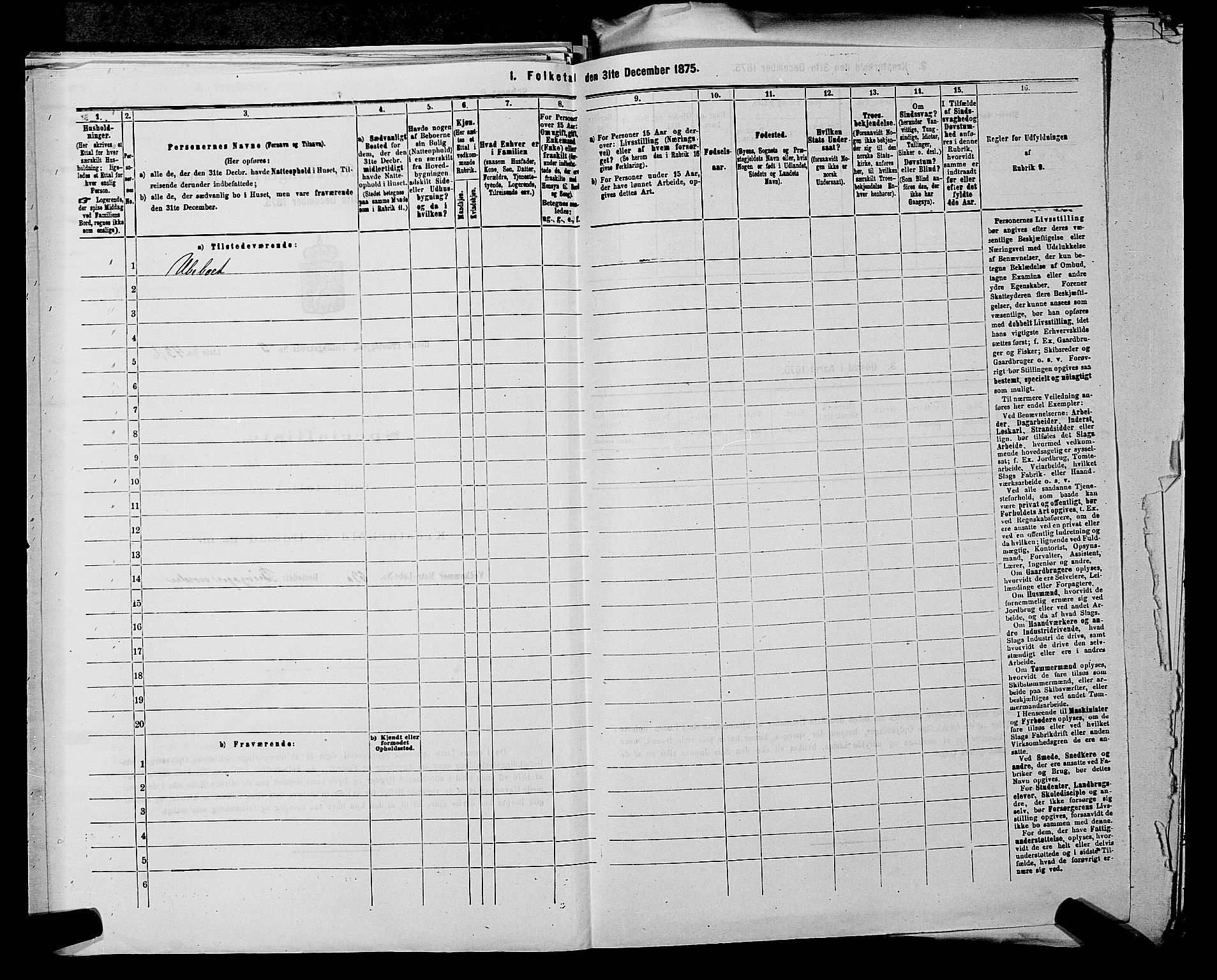 SAKO, 1875 census for 0715P Botne, 1875, p. 313