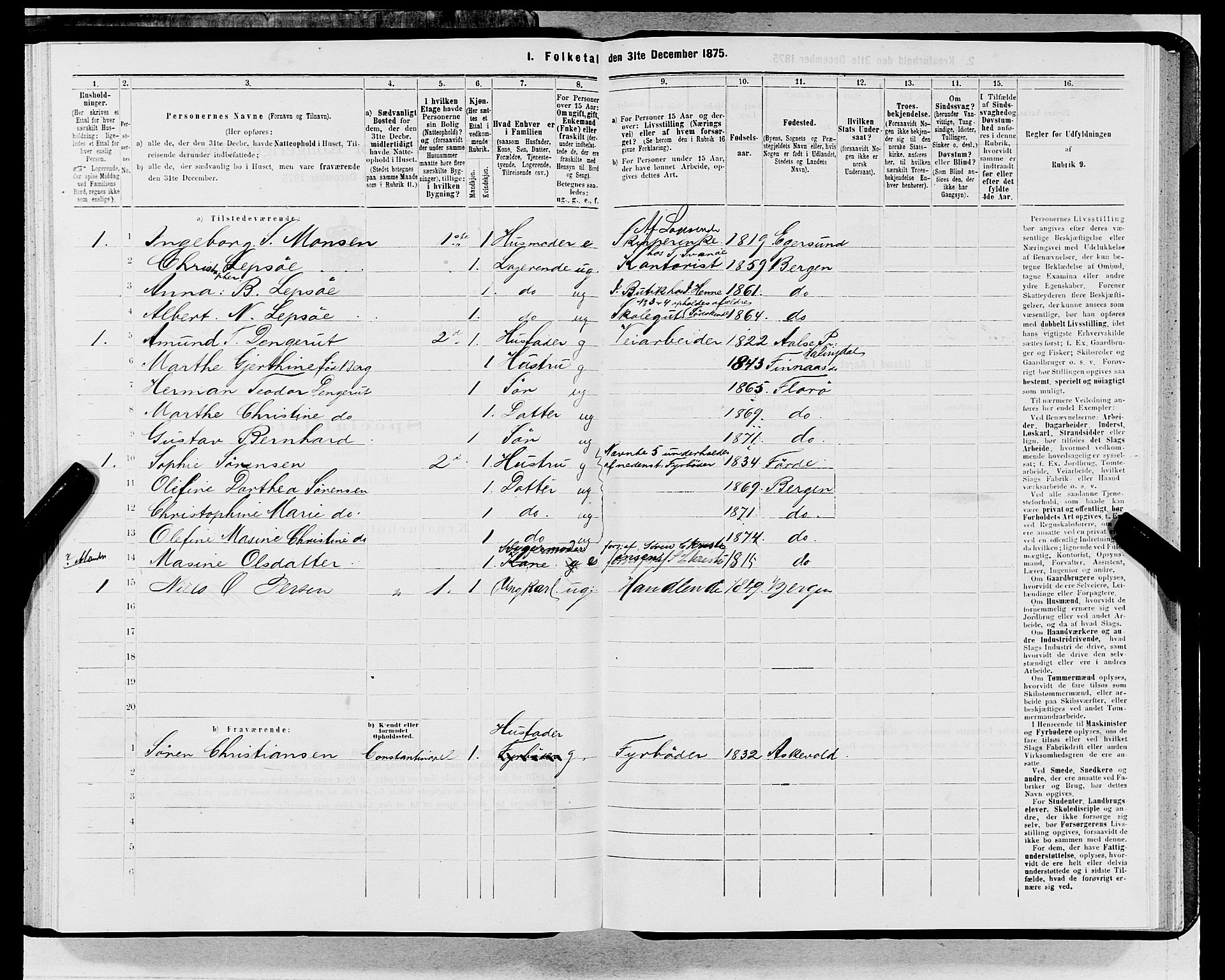SAB, 1875 census for 1301 Bergen, 1875, p. 6067