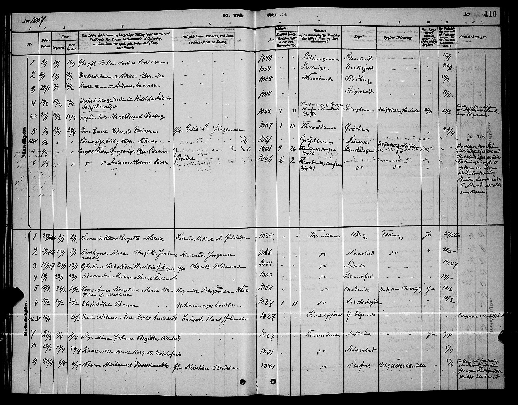 Trondenes sokneprestkontor, SATØ/S-1319/H/Hb/L0010klokker: Parish register (copy) no. 10, 1878-1890, p. 116