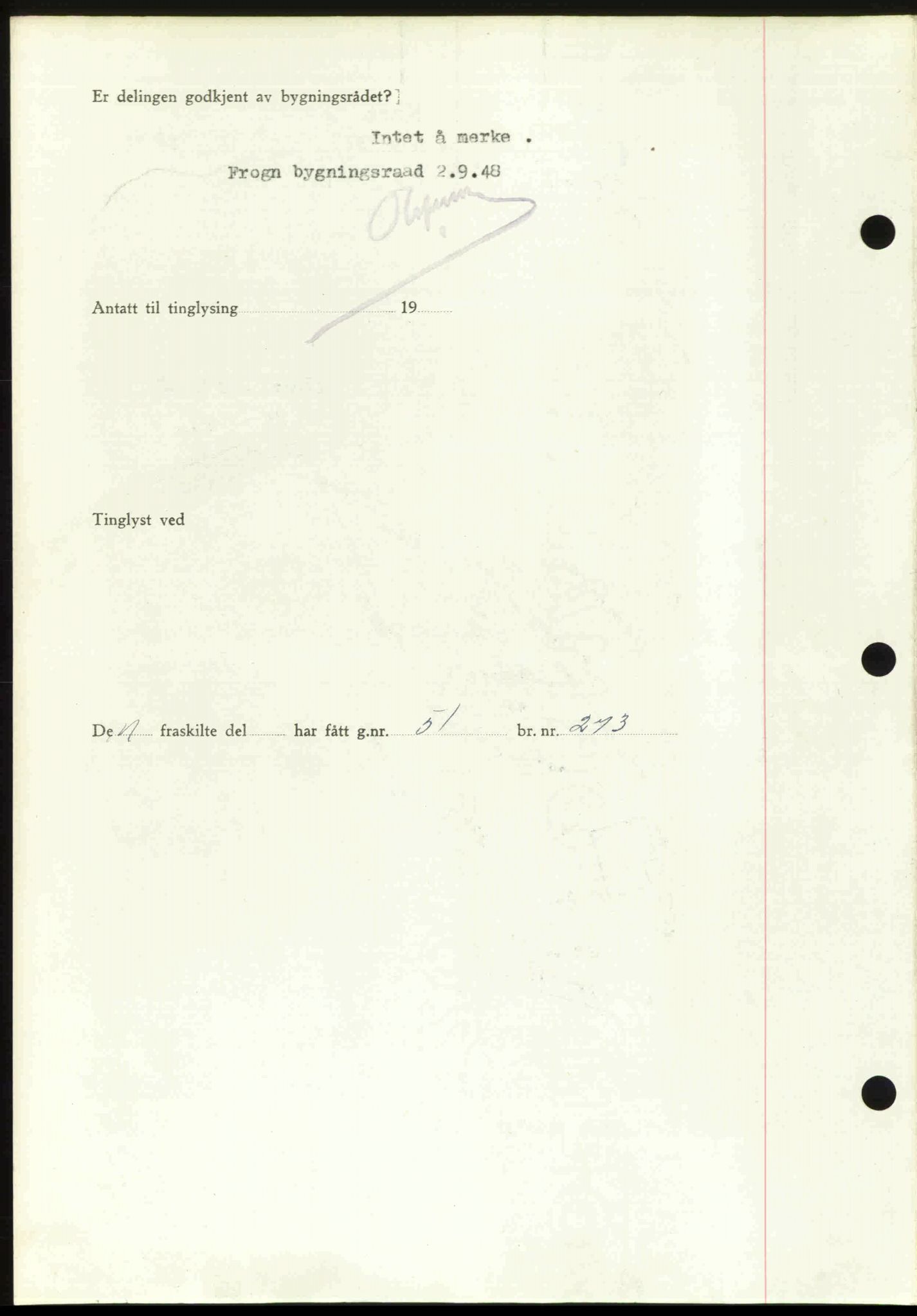 Follo sorenskriveri, SAO/A-10274/G/Ga/Gaa/L0085: Mortgage book no. I 85, 1948-1948, Diary no: : 3233/1948