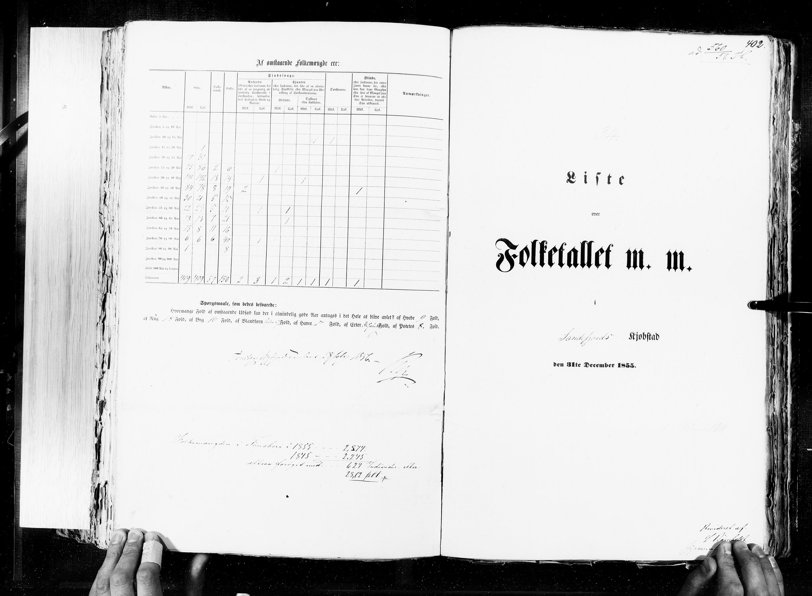 RA, Census 1855, vol. 7: Fredrikshald-Kragerø, 1855, p. 402