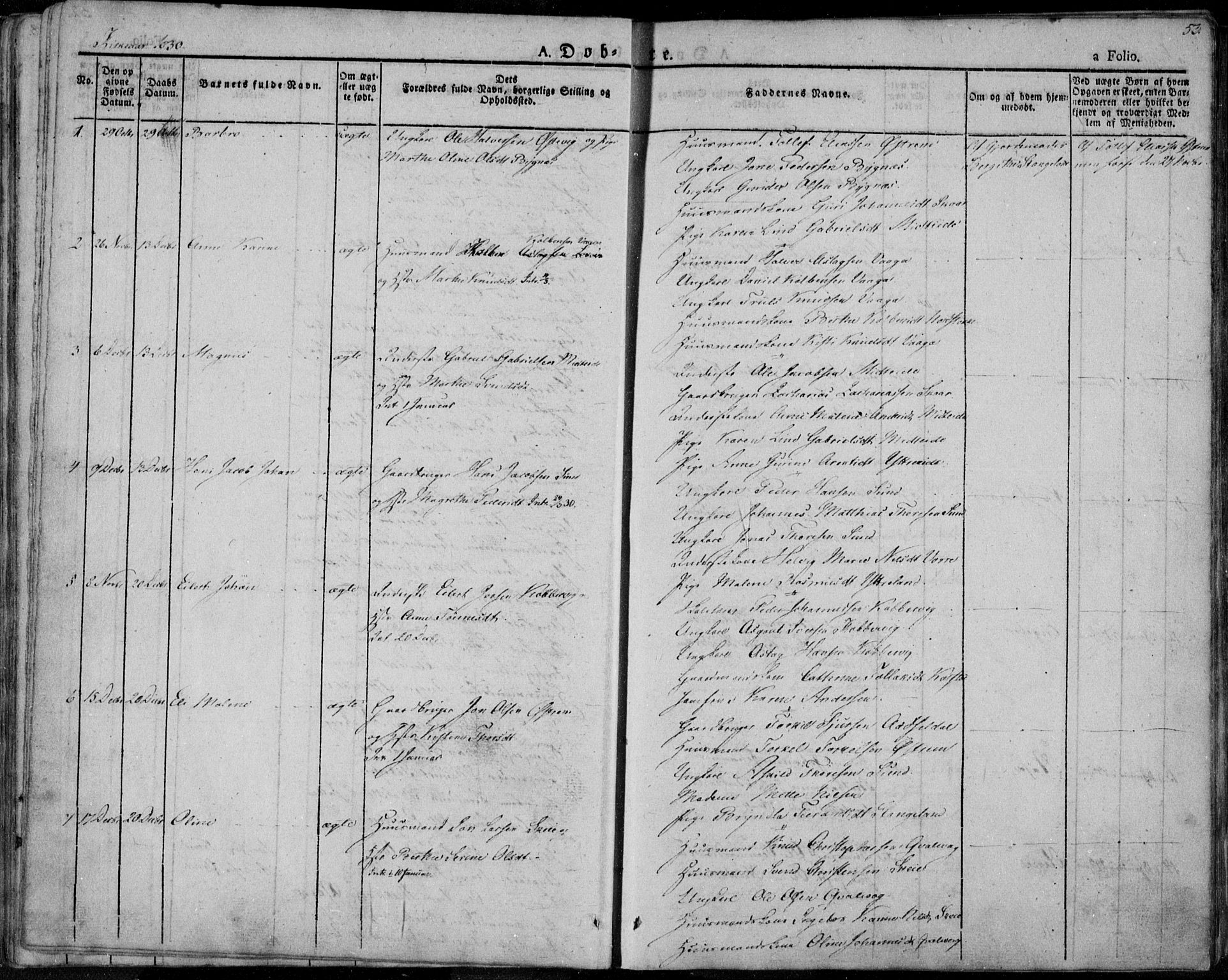 Avaldsnes sokneprestkontor, SAST/A -101851/H/Ha/Haa/L0005: Parish register (official) no. A 5.1, 1825-1841, p. 53