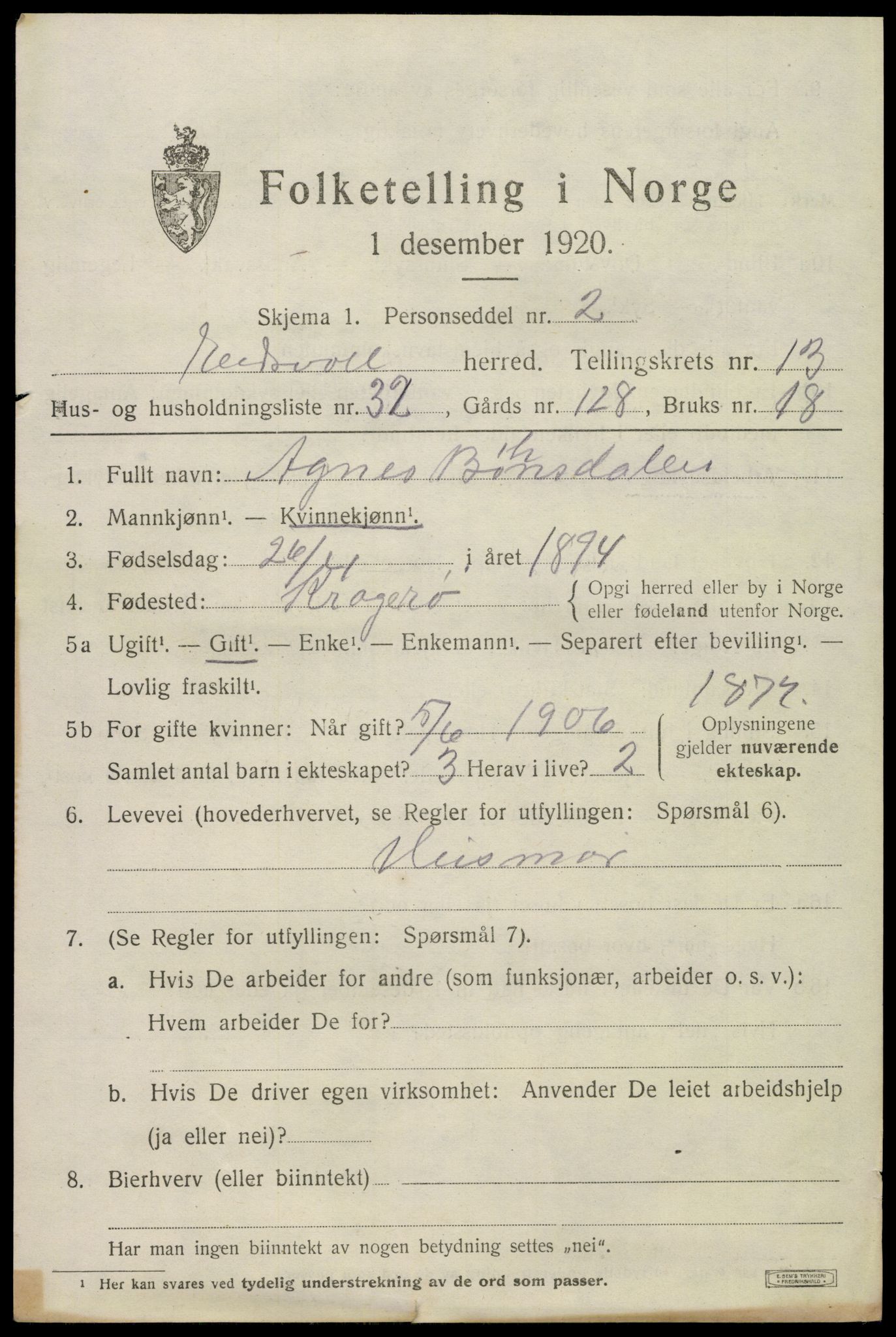 SAO, 1920 census for Eidsvoll, 1920, p. 20323