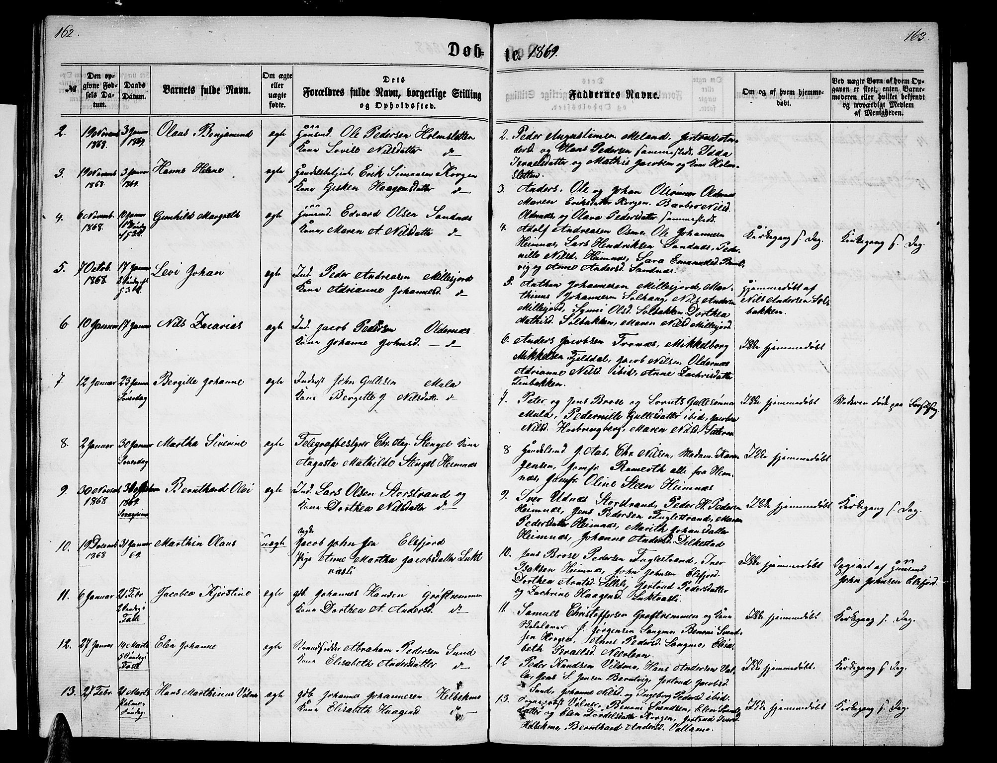 Ministerialprotokoller, klokkerbøker og fødselsregistre - Nordland, SAT/A-1459/825/L0365: Parish register (copy) no. 825C02, 1858-1873, p. 162-163